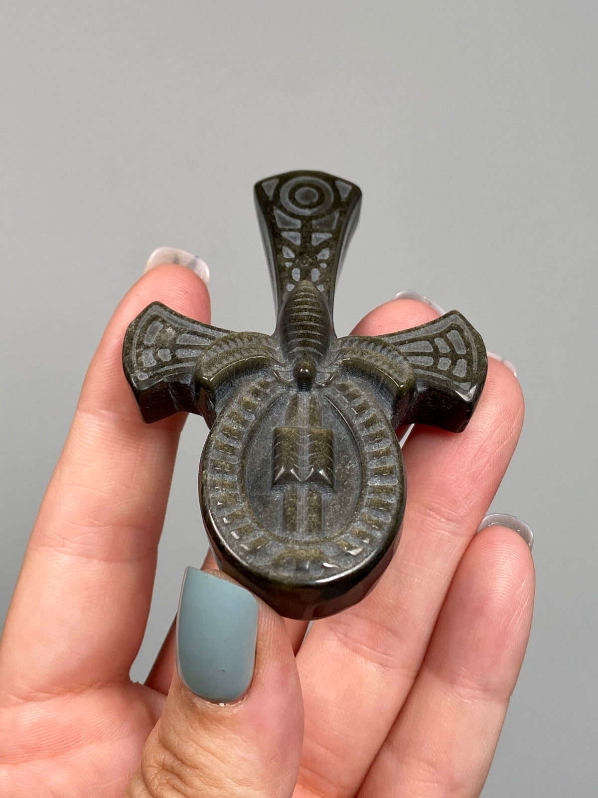 Gold Sheen Obsidian Ankh