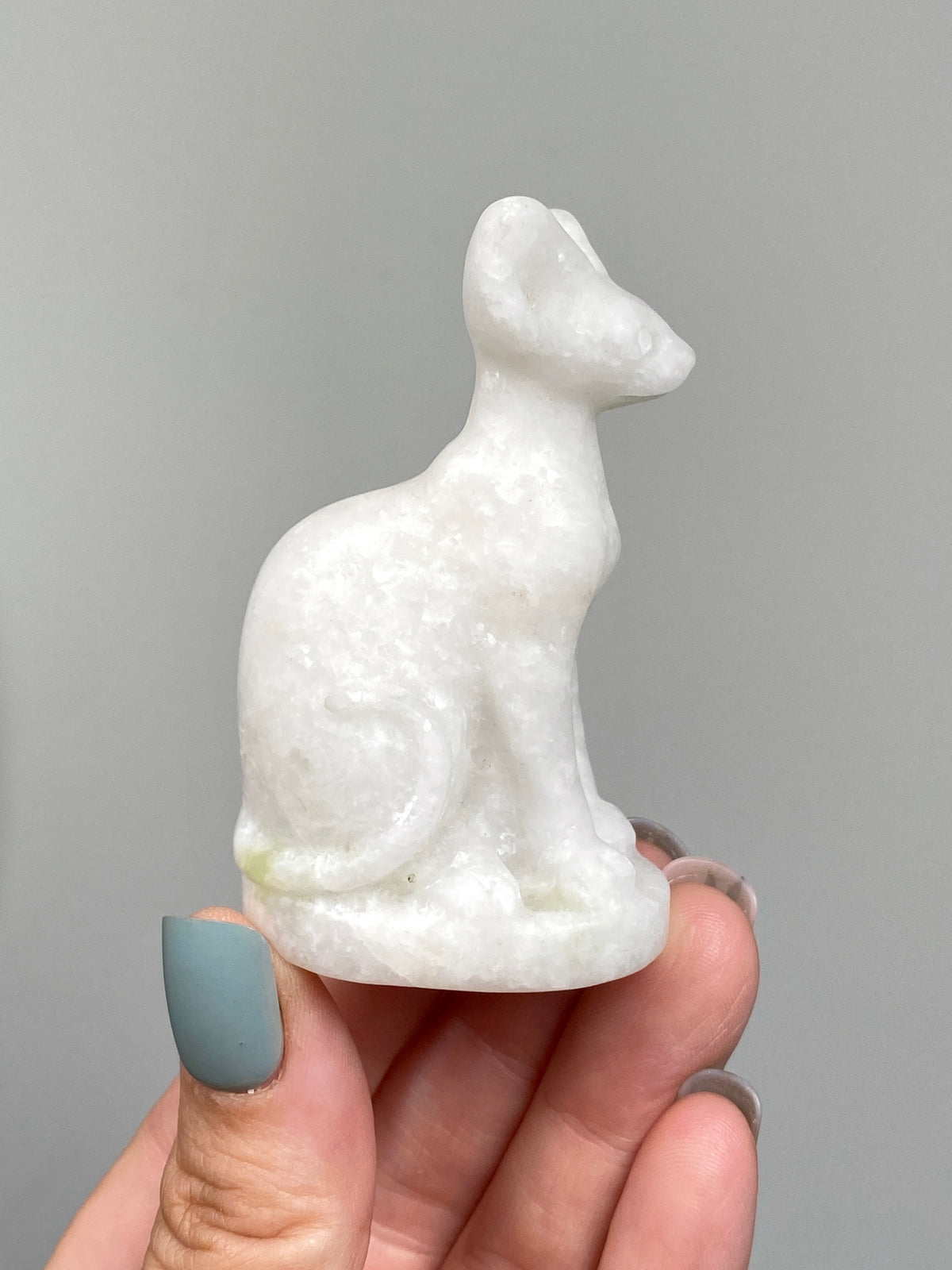 Egyptian Bastet Cat (B) | White Calcite & Serpentine