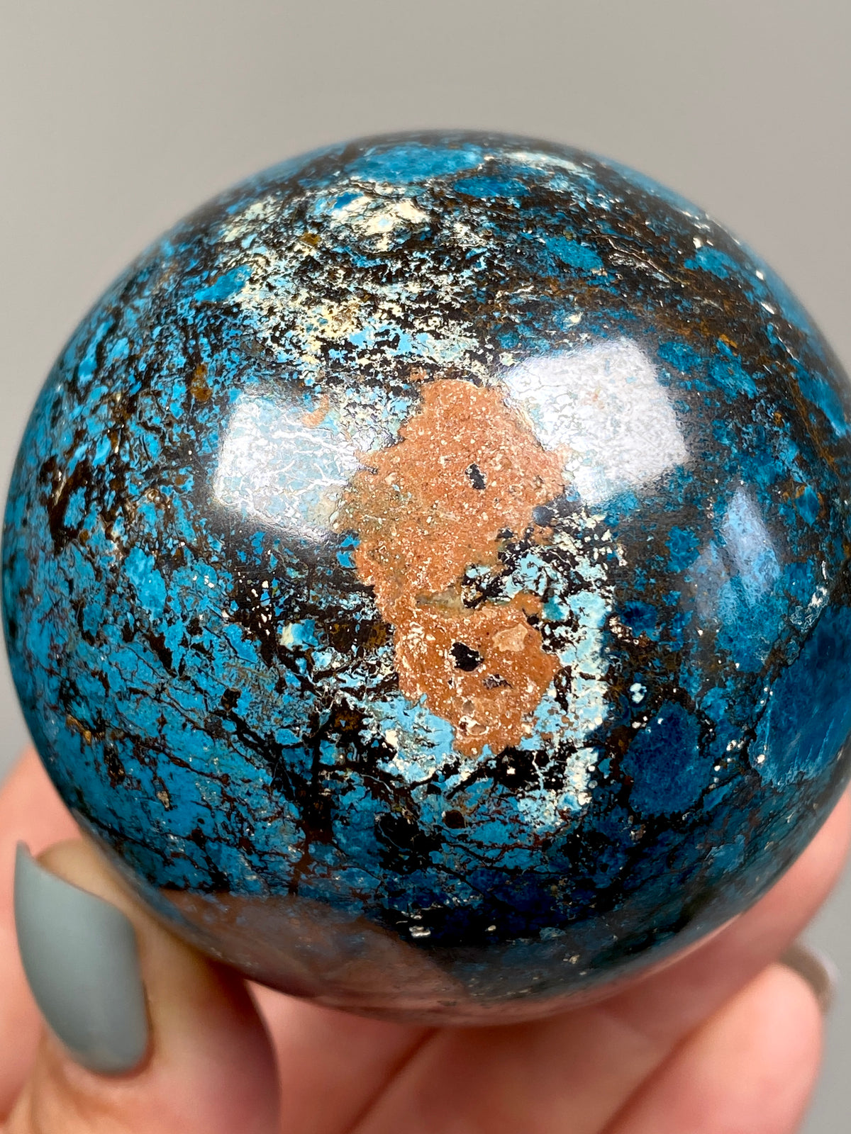 Azurite, Chrysocolla & Hematite Sphere (A)