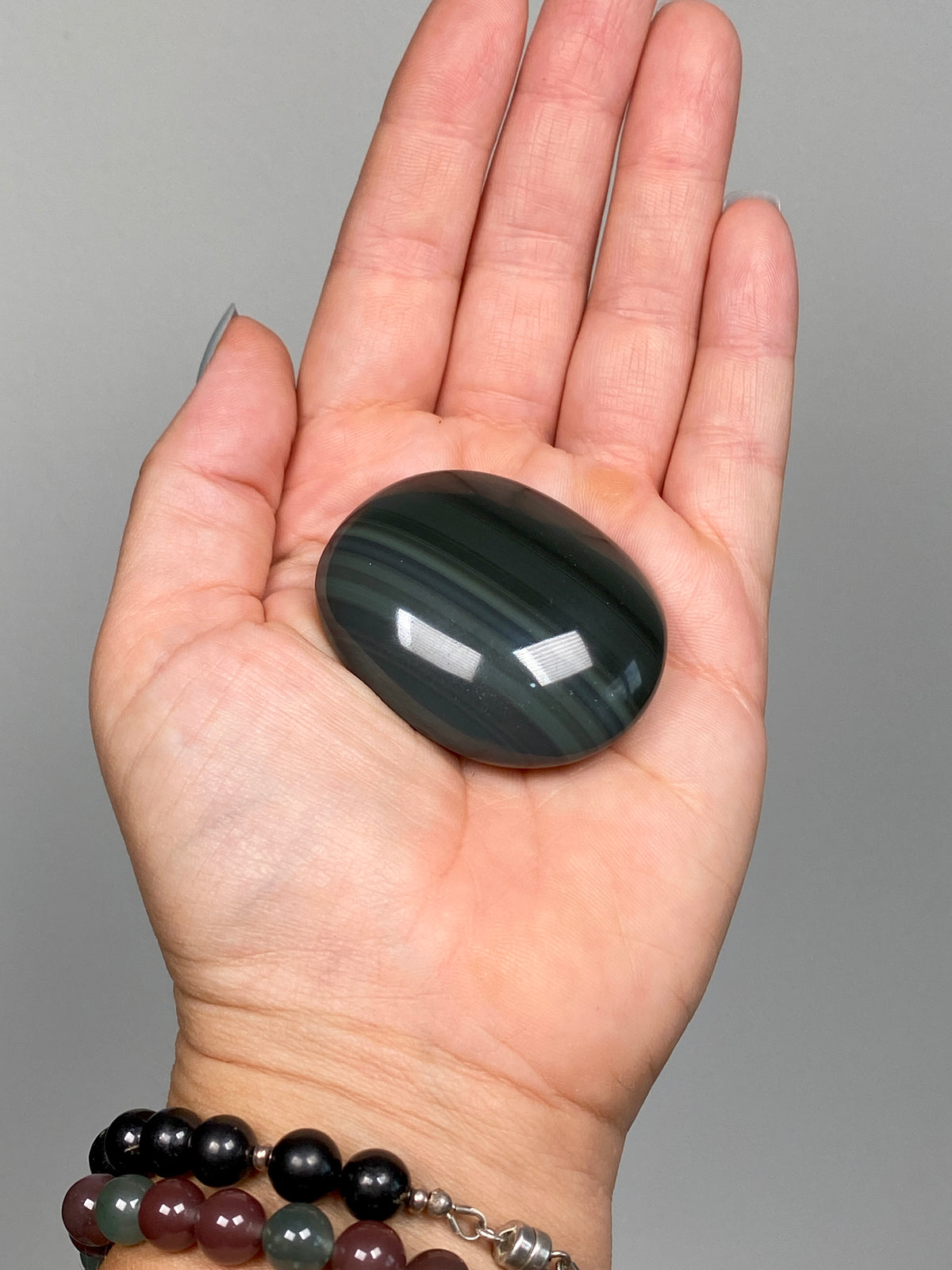 Platinum Obsidian Palm Stone (E)