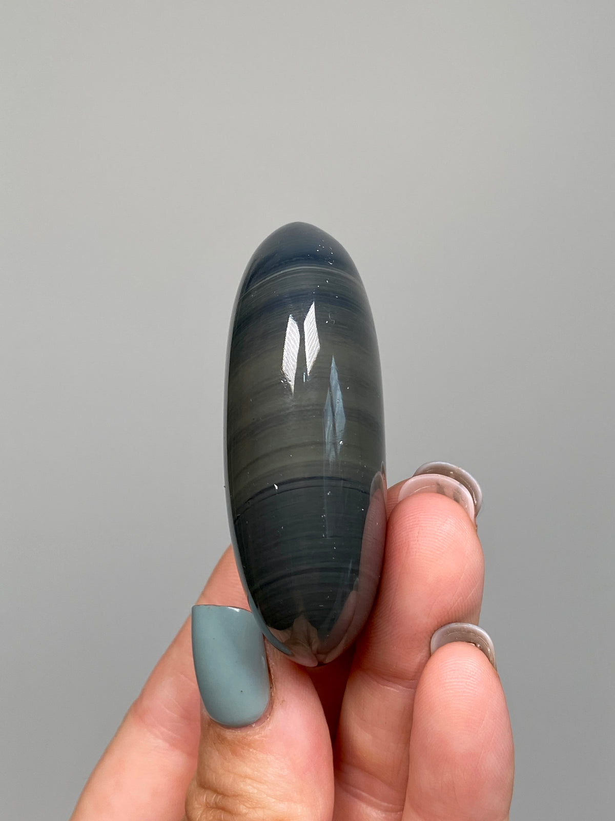 Platinum Obsidian Palm Stone (B)