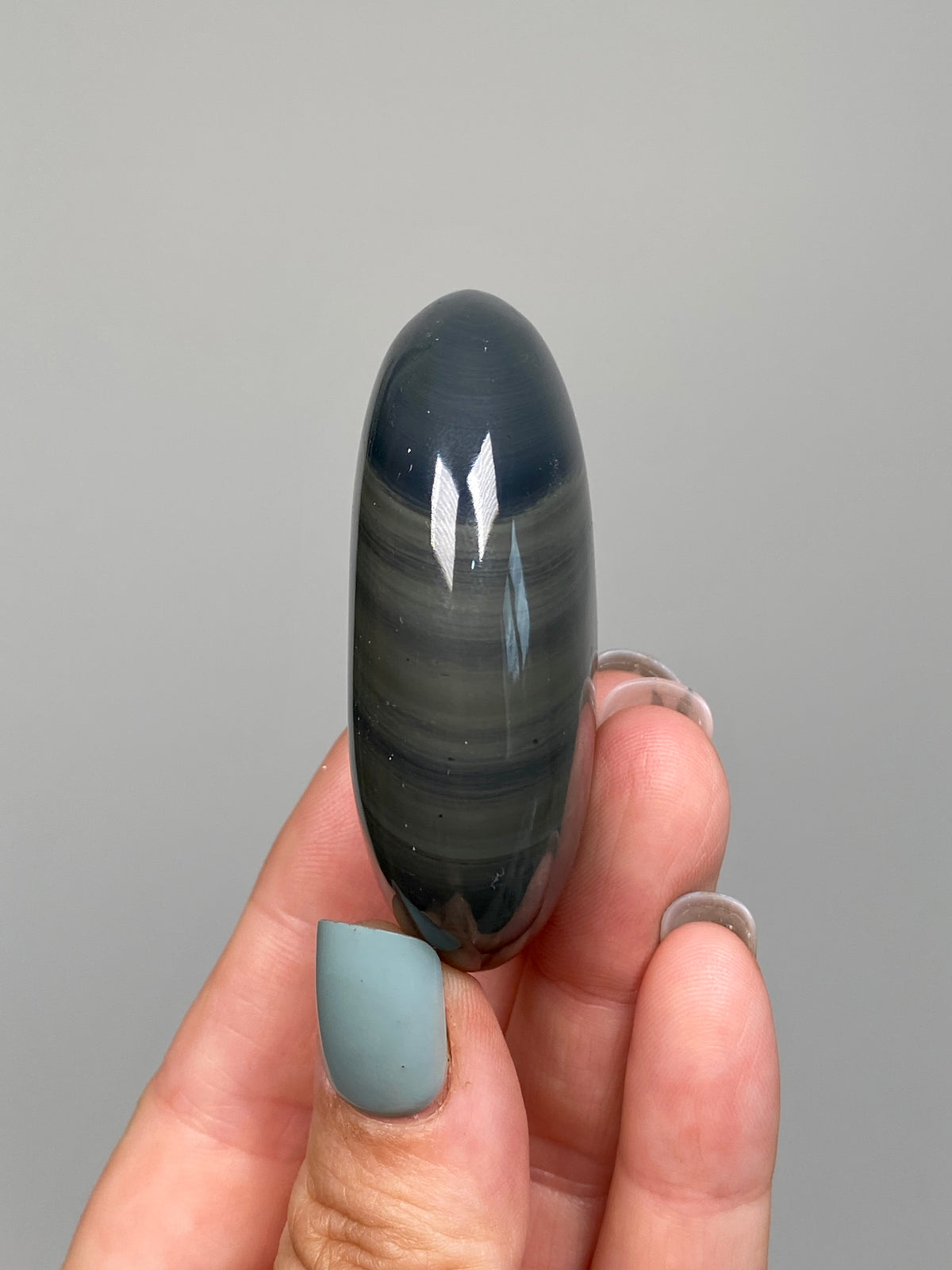 Platinum Obsidian Palm Stone (B)