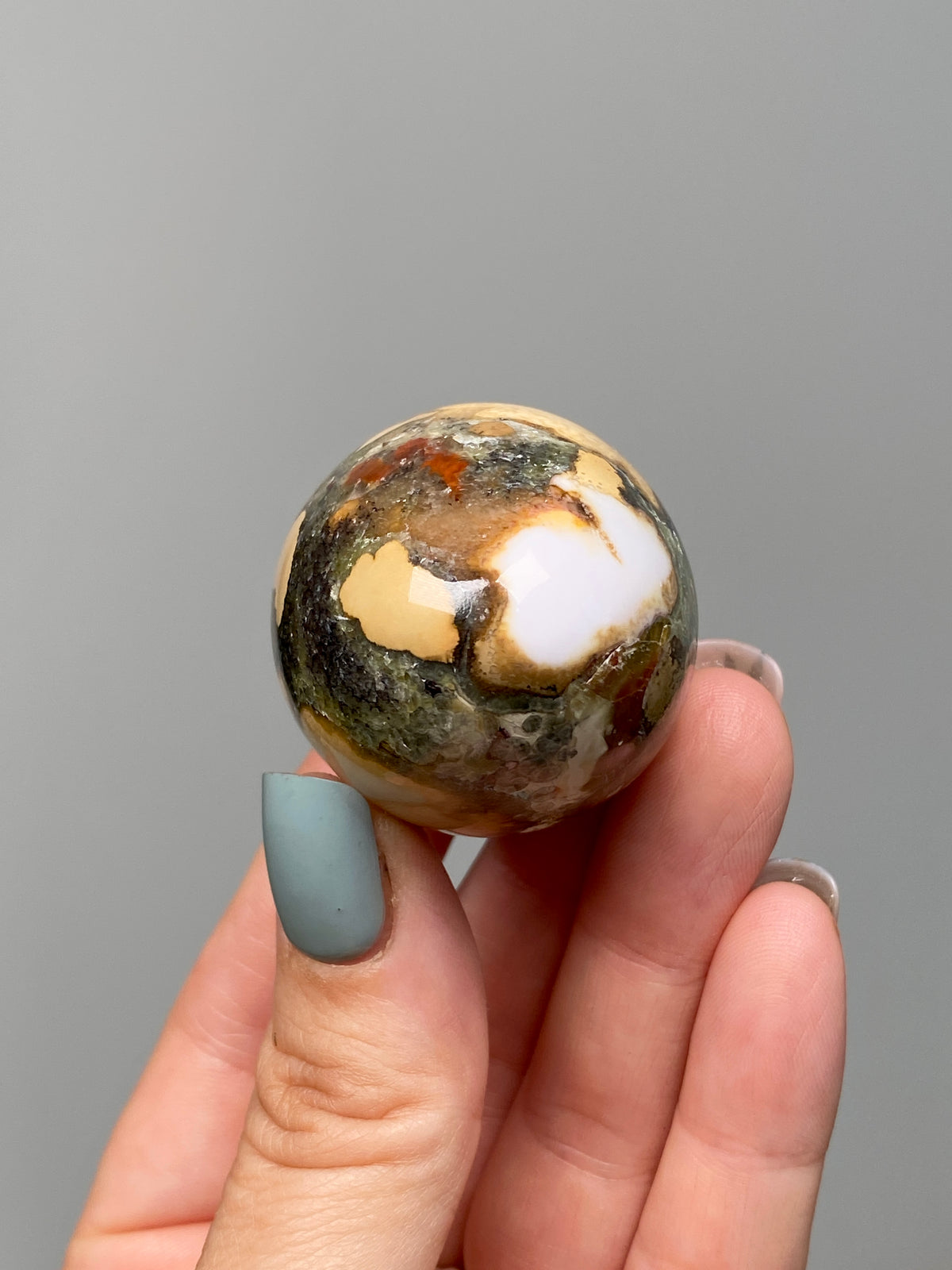 King Cobra Jasper Egg (A) | White, Yellow & Green Cobra Jasper Crystal Egg