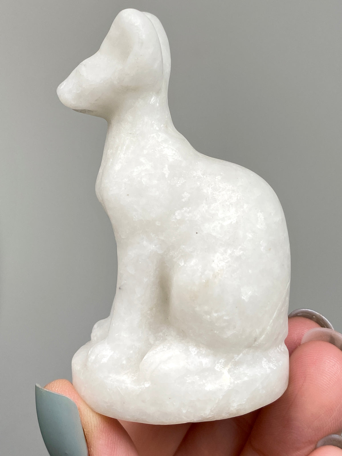 Egyptian Bastet Cat (B) | White Calcite & Serpentine
