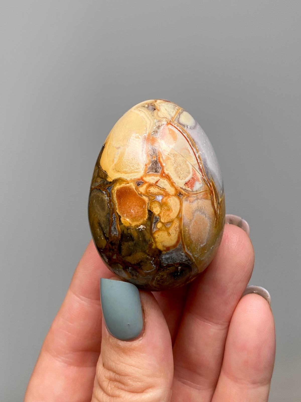 King Cobra Jasper Egg (B) | Lilac Grey, Yellow & Orange Cobra Jasper Crystal Egg