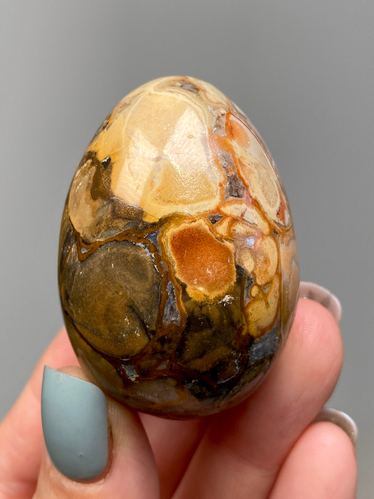 King Cobra Jasper Egg (B) | Lilac Grey, Yellow & Orange Cobra Jasper Crystal Egg