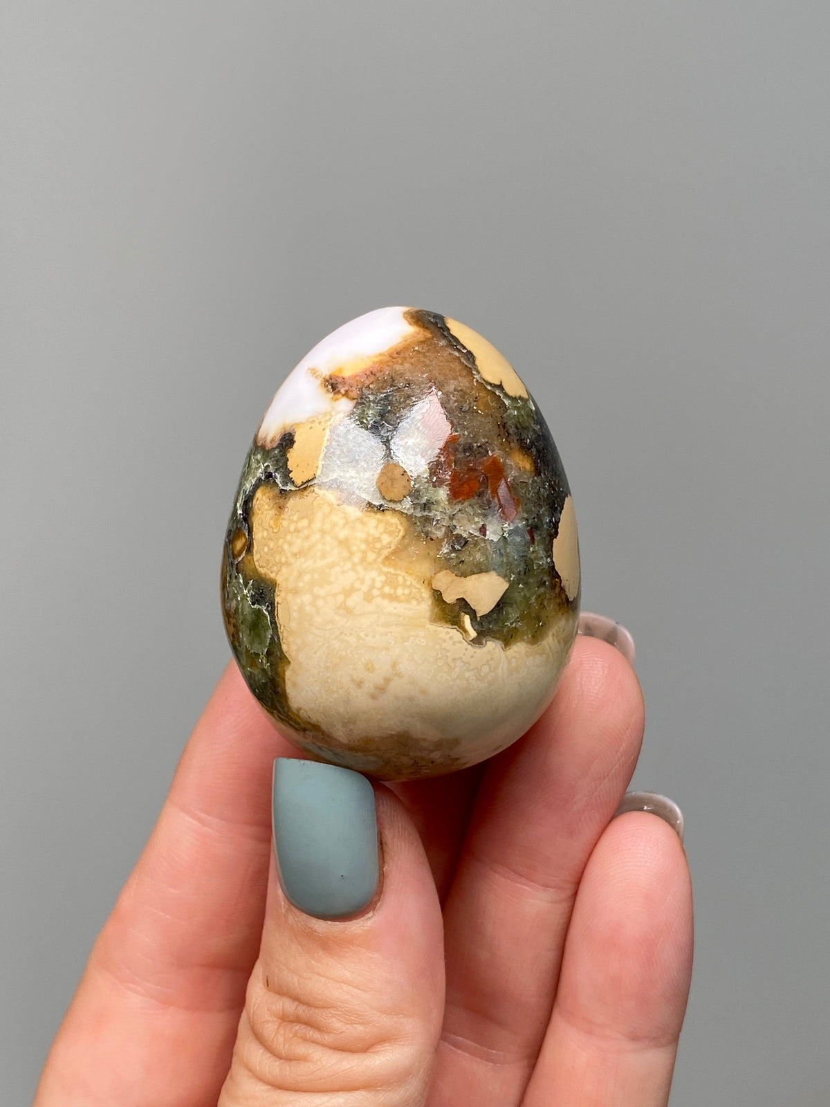 King Cobra Jasper Egg (A) | White, Yellow & Green Cobra Jasper Crystal Egg