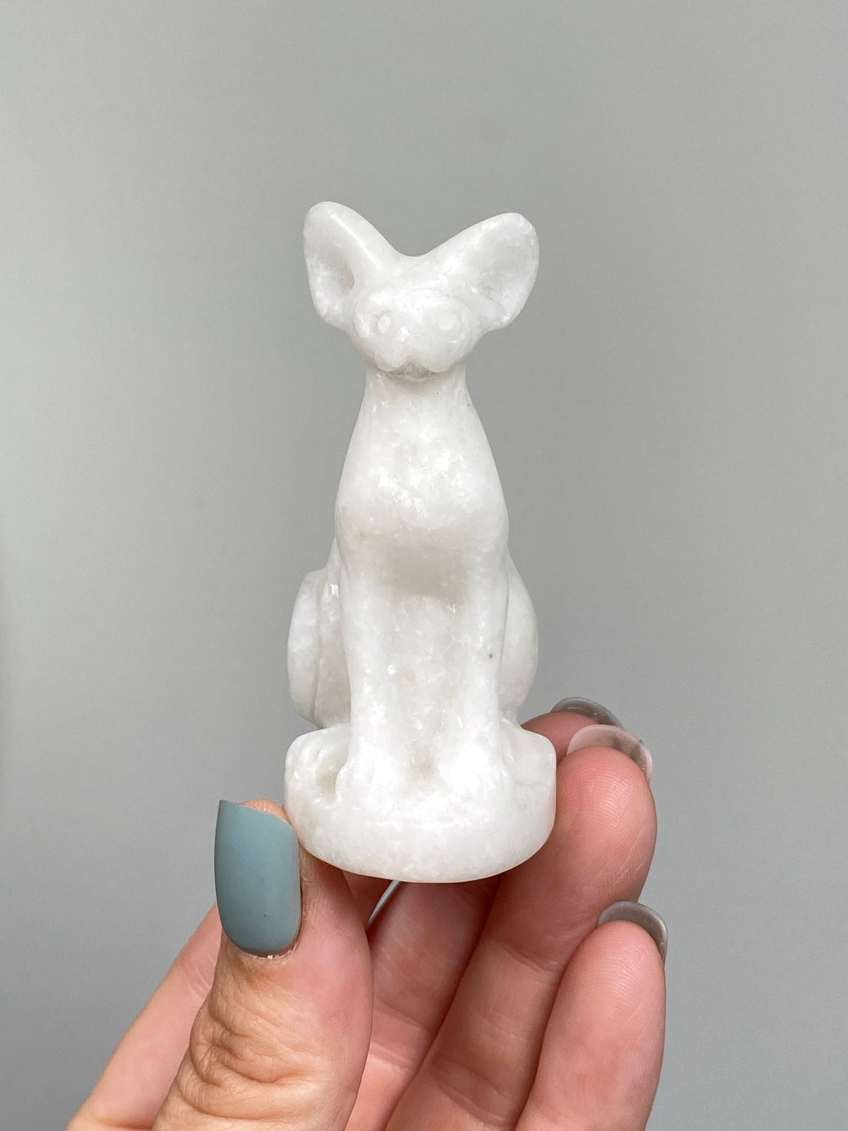 Egyptian Bastet Cat (B) | White Calcite & Serpentine