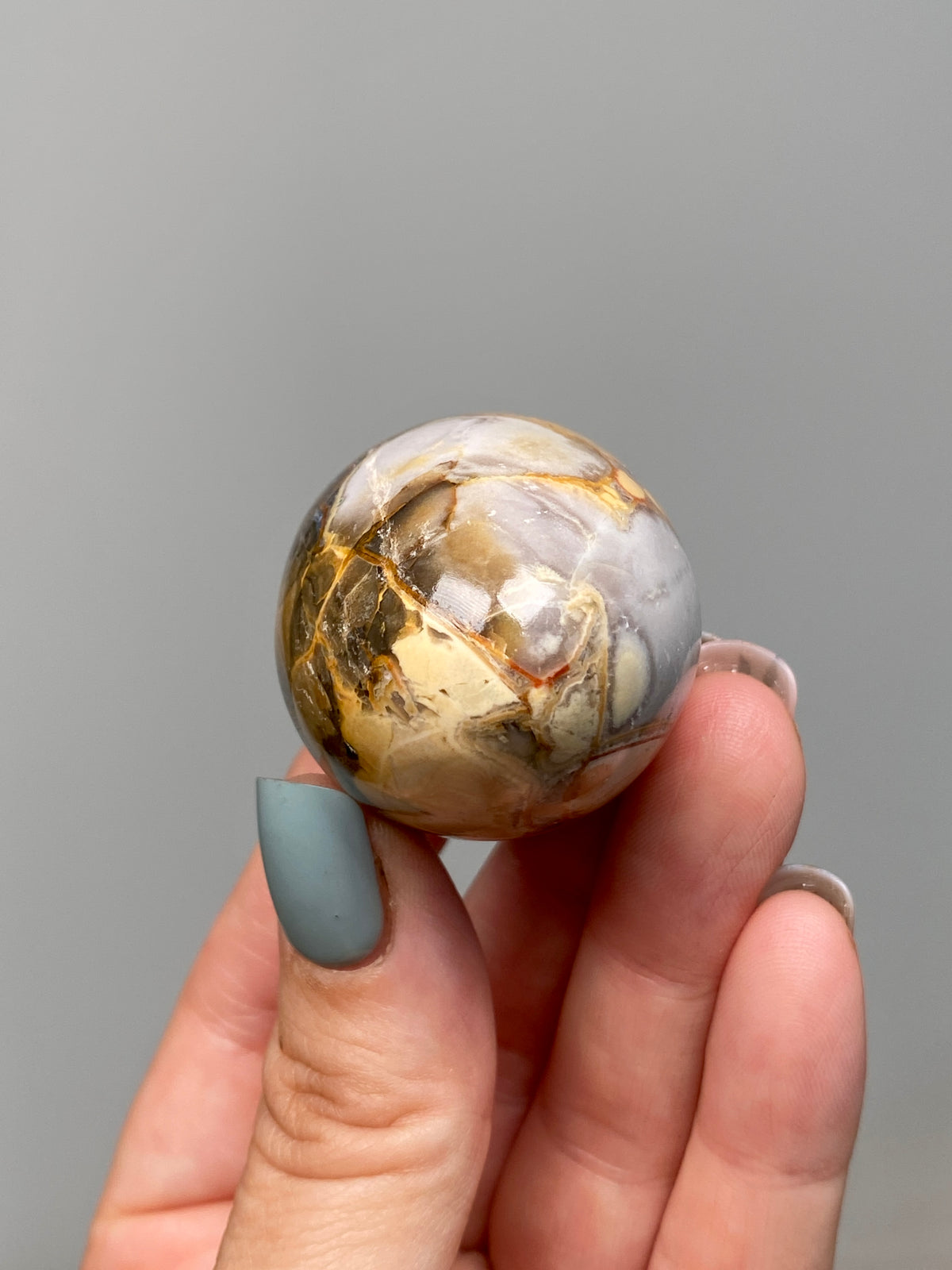 King Cobra Jasper Egg (B) | Lilac Grey, Yellow & Orange Cobra Jasper Crystal Egg
