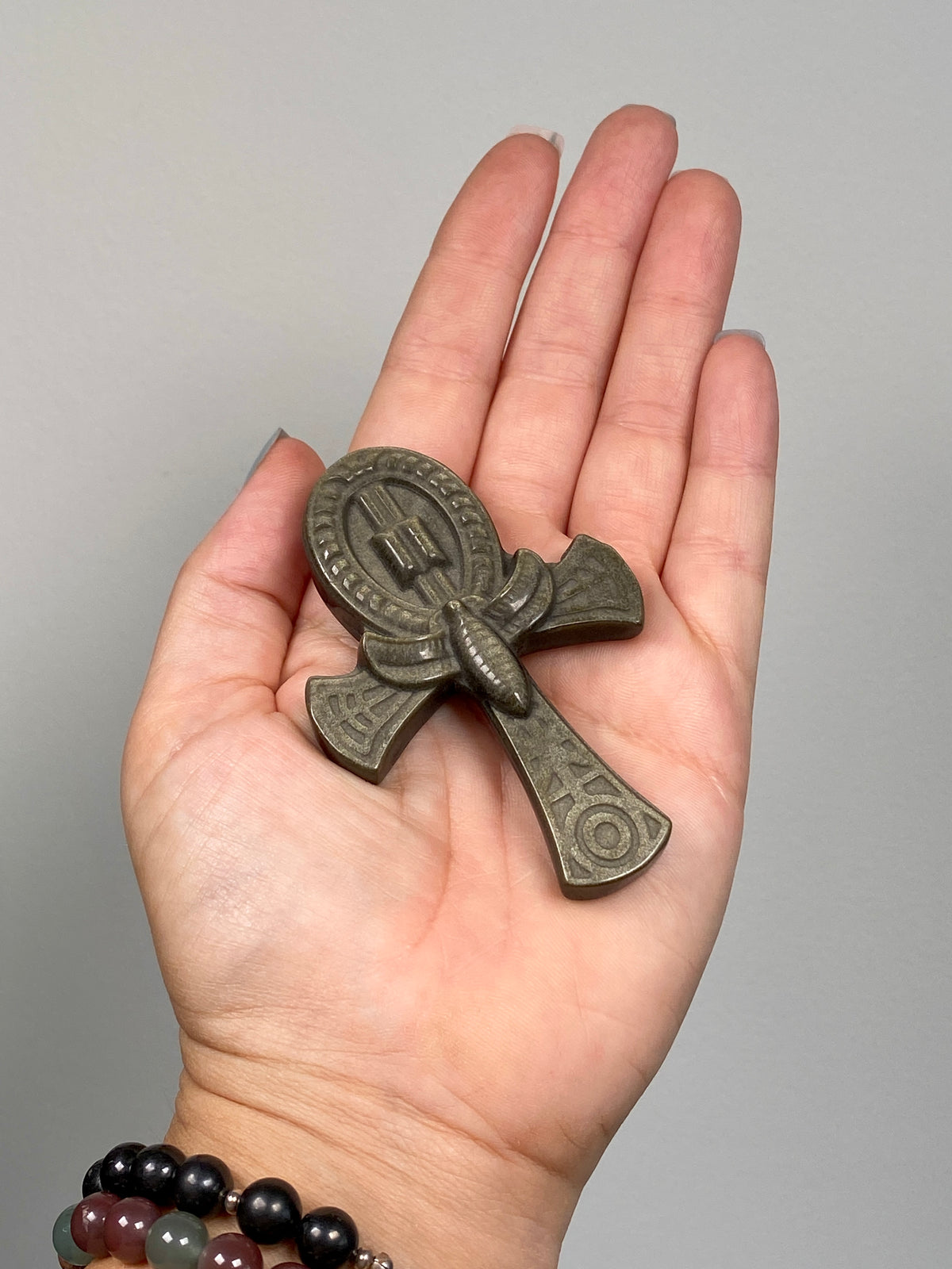 Gold Sheen Obsidian Ankh