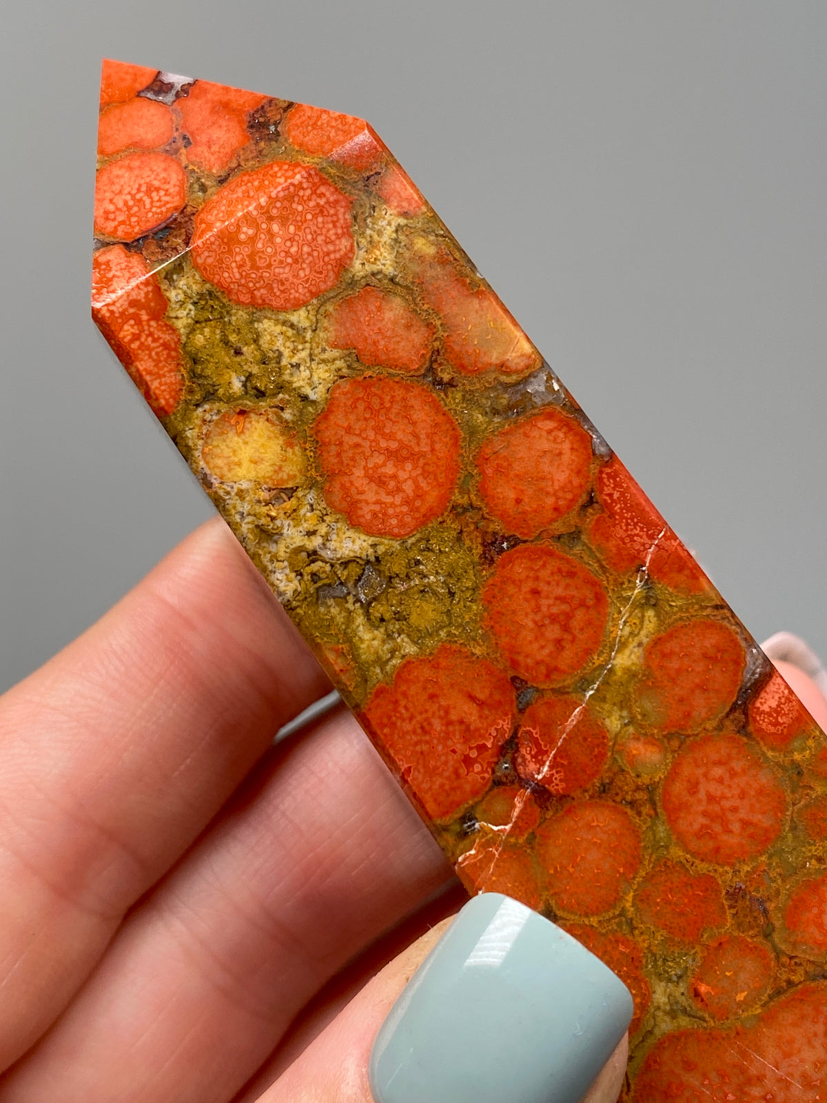 Red King Cobra Jasper Tower (E) | Red, Yellow & Pink Cobra Jasper Obelisk with Quartz