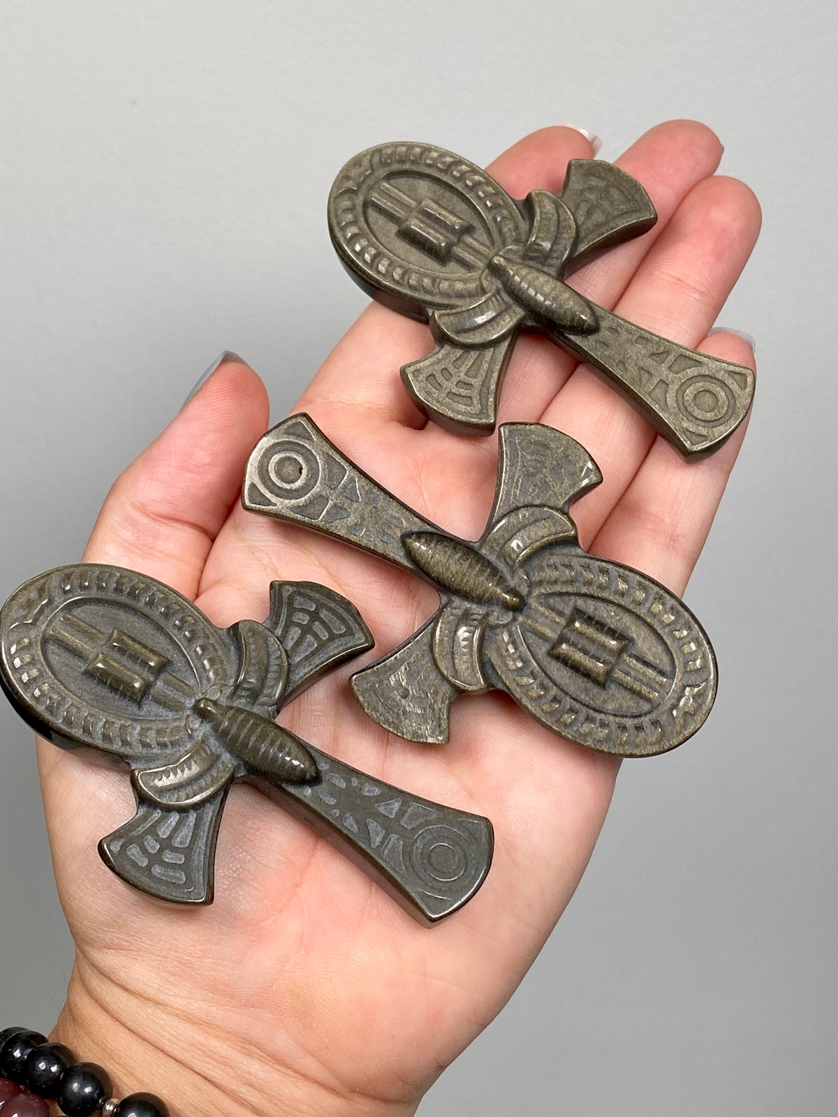 Gold Sheen Obsidian Ankh