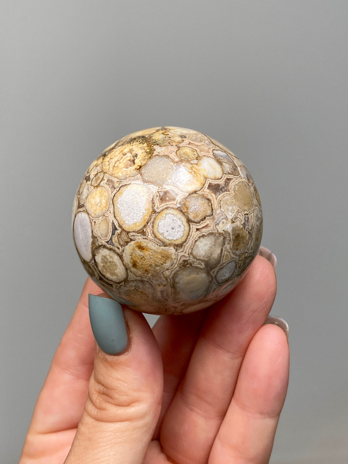King Cobra Jasper Sphere (E) | Pastel Cream & Yellow Cobra Jasper Ball with Vugs