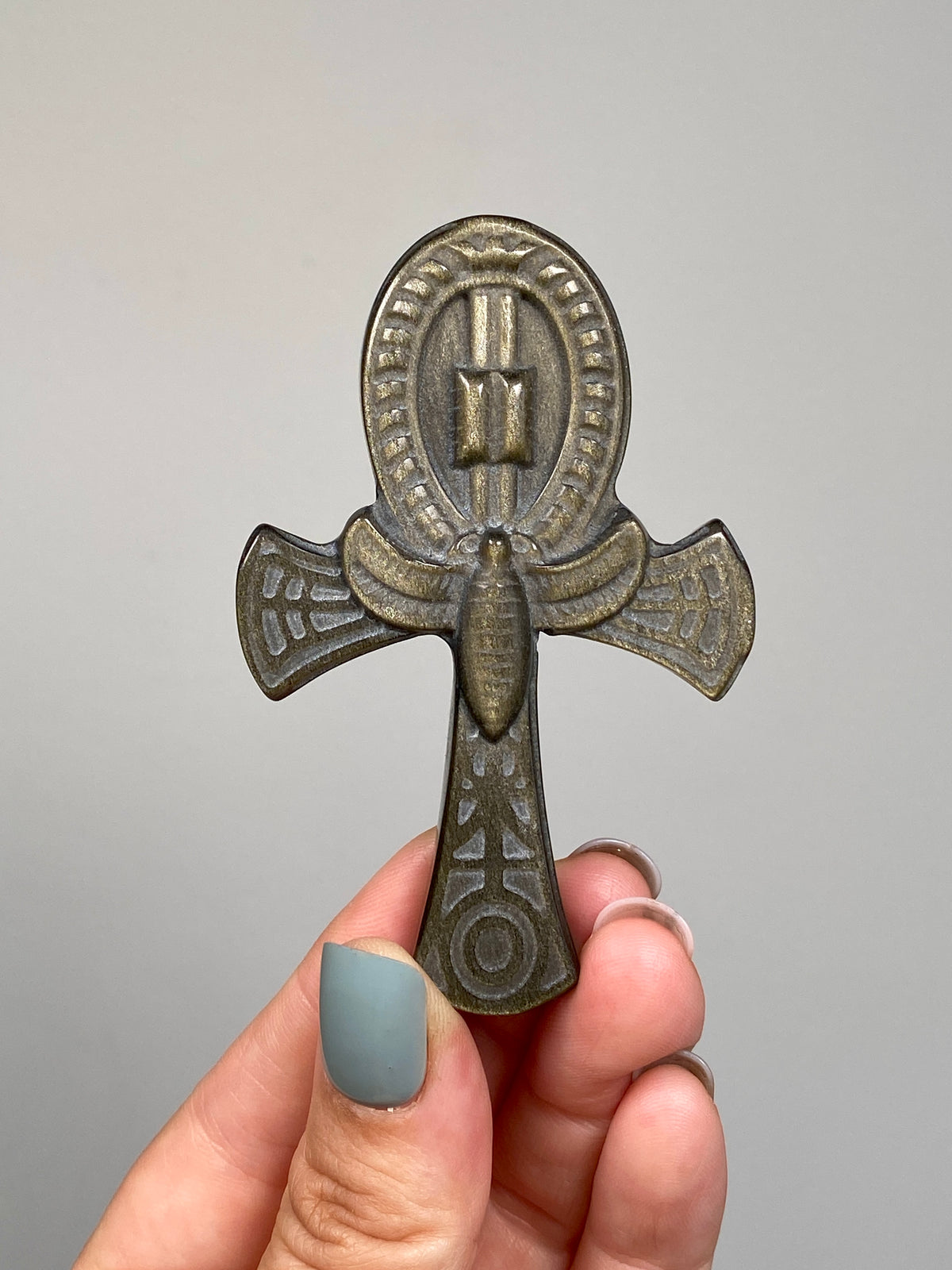 Gold Sheen Obsidian Ankh