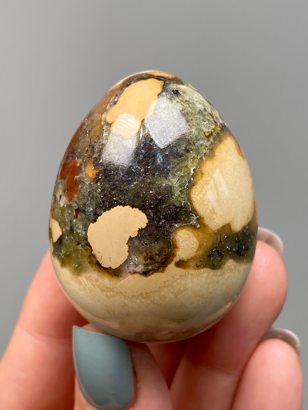 King Cobra Jasper Egg (A) | White, Yellow & Green Cobra Jasper Crystal Egg