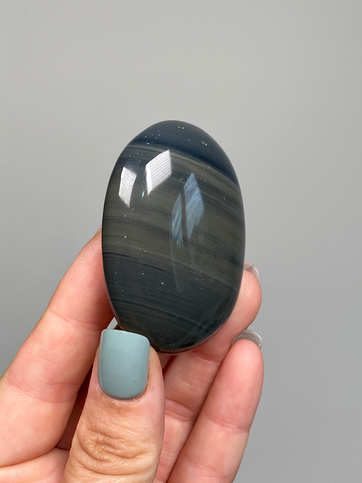 Platinum Obsidian Palm Stone (B)