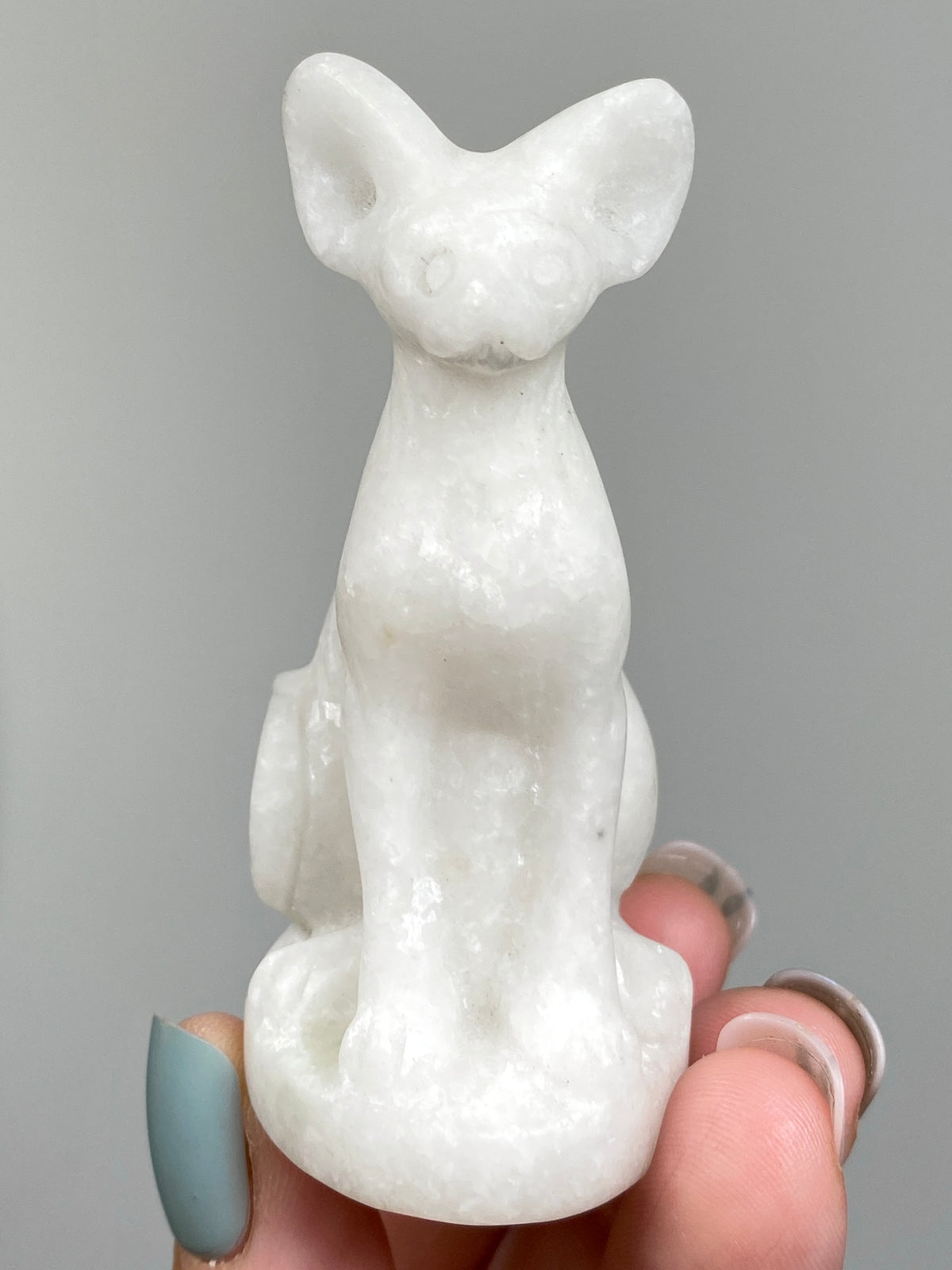 Egyptian Bastet Cat (B) | White Calcite & Serpentine