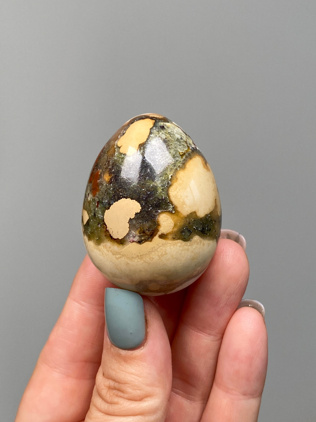 King Cobra Jasper Egg (A) | White, Yellow & Green Cobra Jasper Crystal Egg