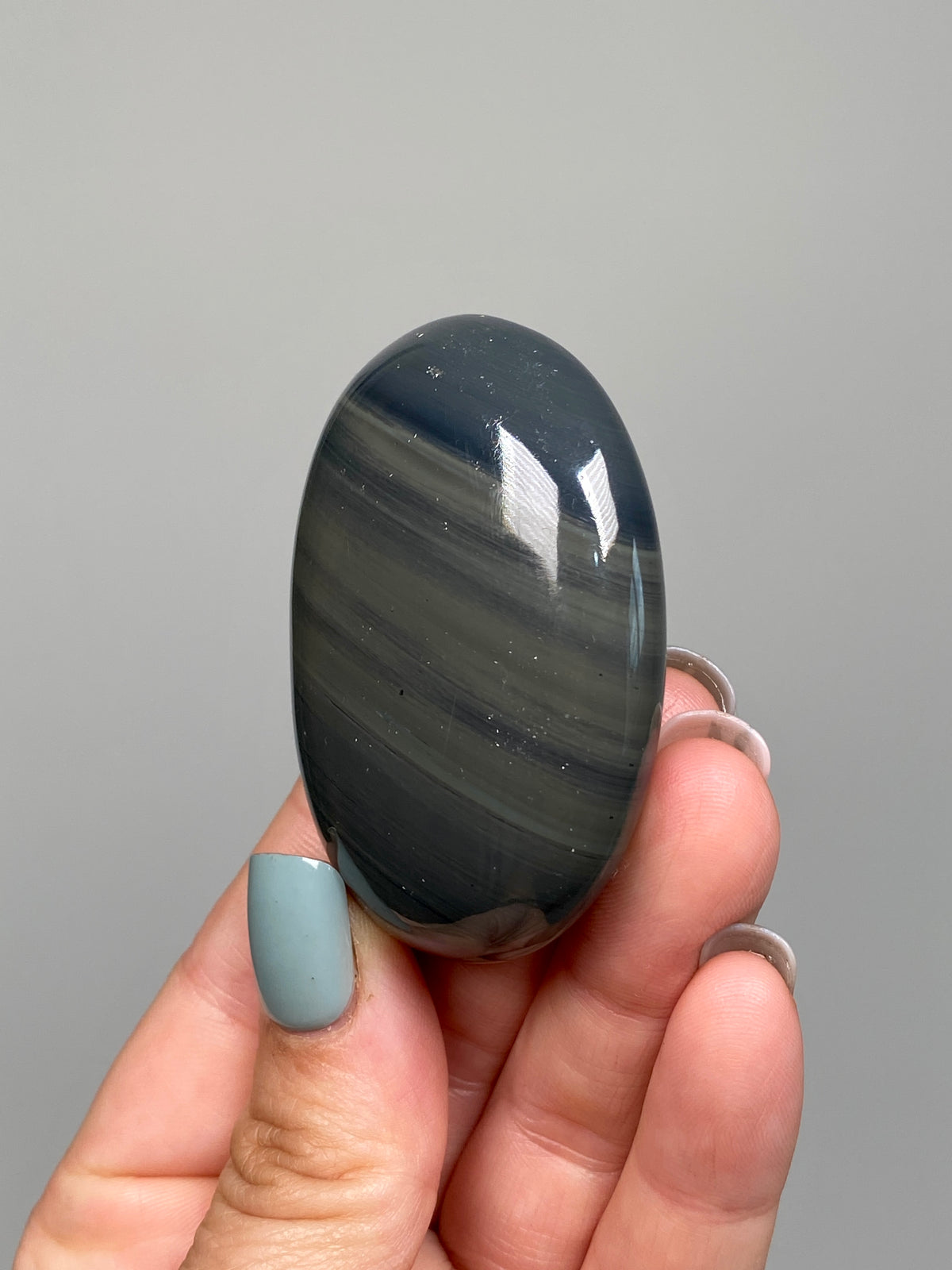 Platinum Obsidian Palm Stone (B)