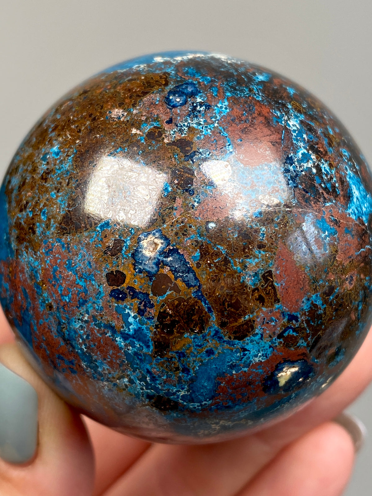 Azurite, Chrysocolla & Hematite Sphere (C)