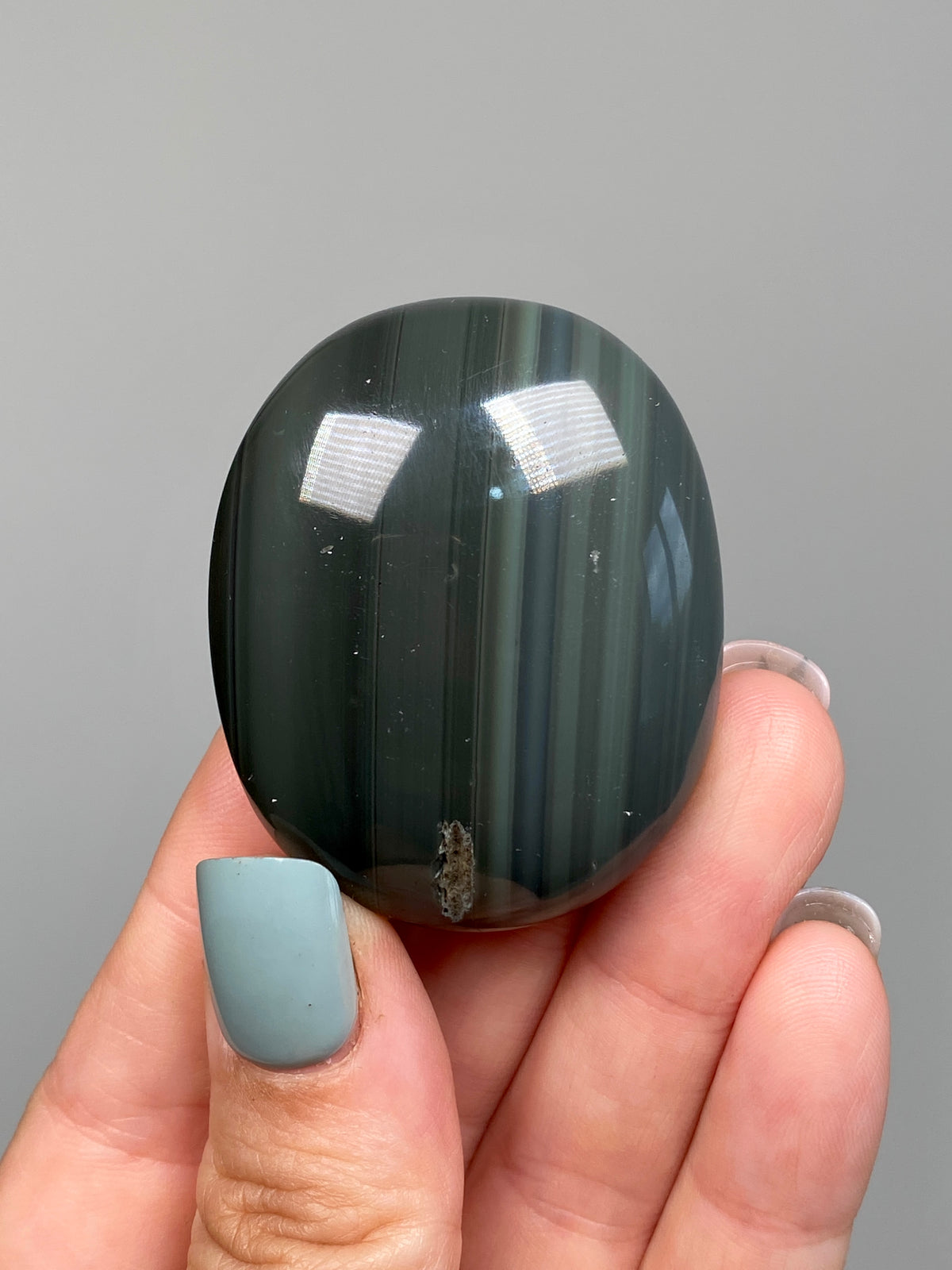 Platinum Obsidian Palm Stone (E)