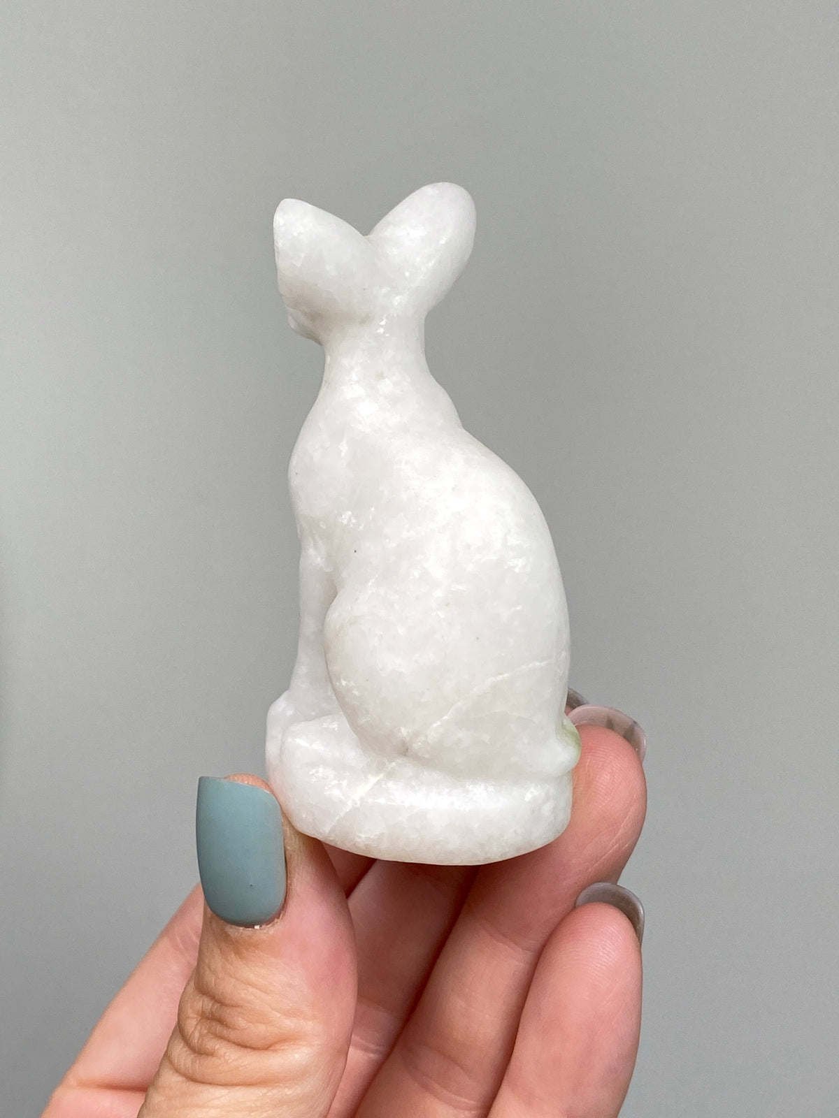 Egyptian Bastet Cat (B) | White Calcite & Serpentine