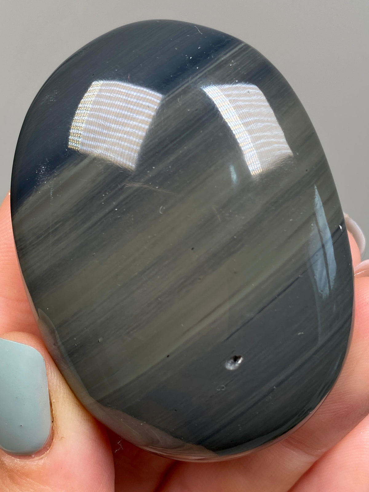 Platinum Obsidian Palm Stone (B)