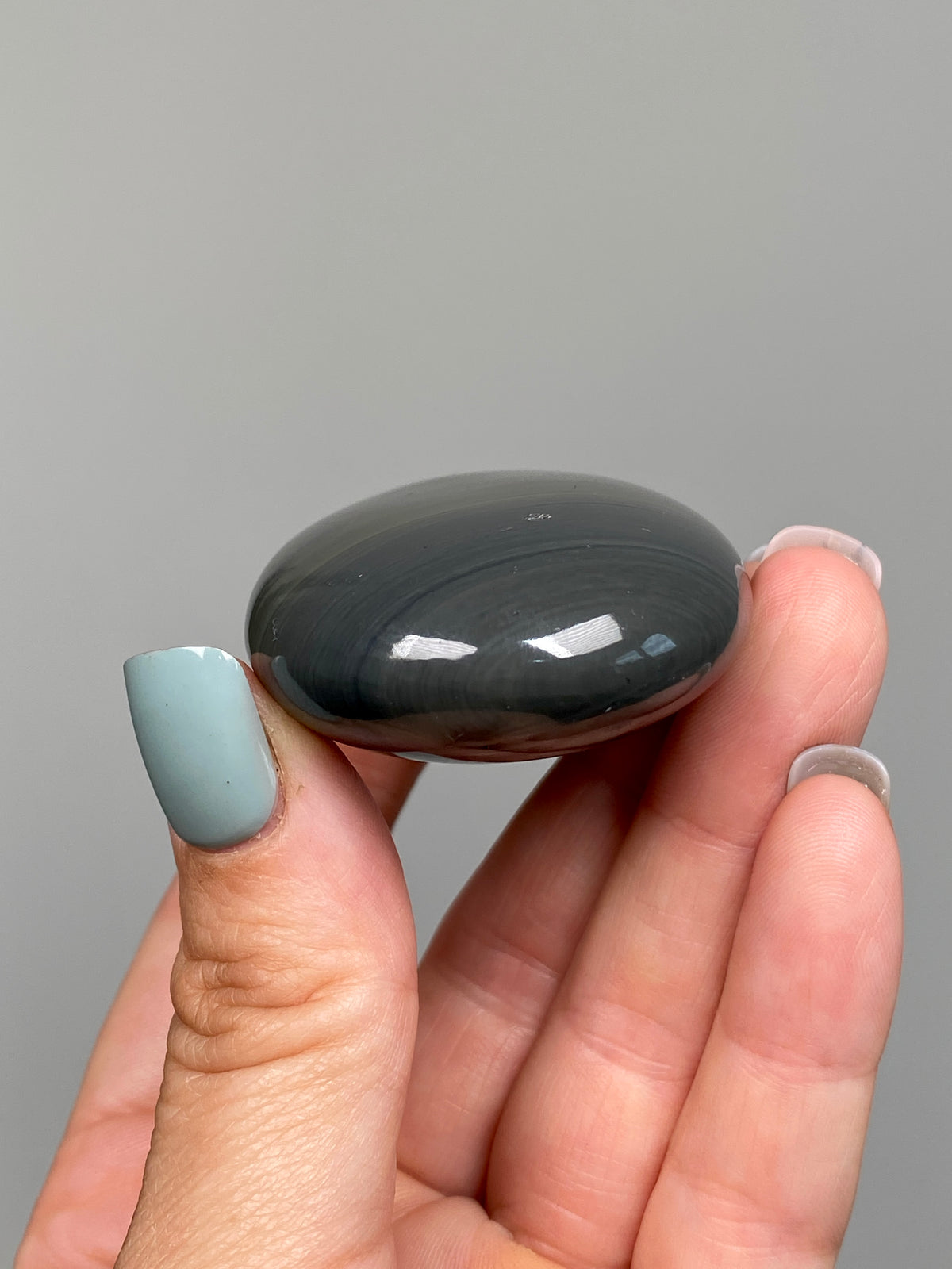 Platinum Obsidian Palm Stone (B)
