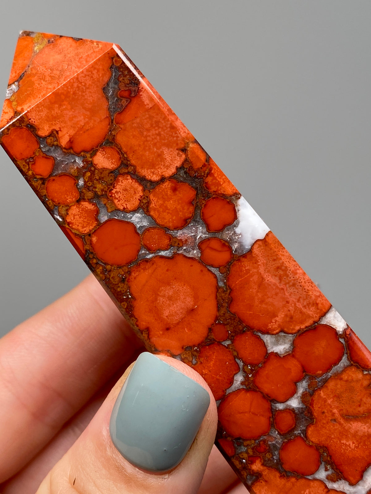 Red King Cobra Jasper Tower (C) | Vibrant Red & Yellow Cobra Jasper Obelisk with Quartz