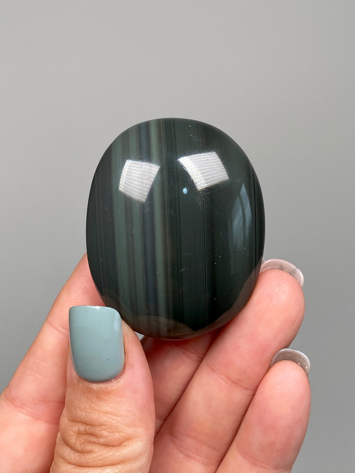 Platinum Obsidian Palm Stone (E)