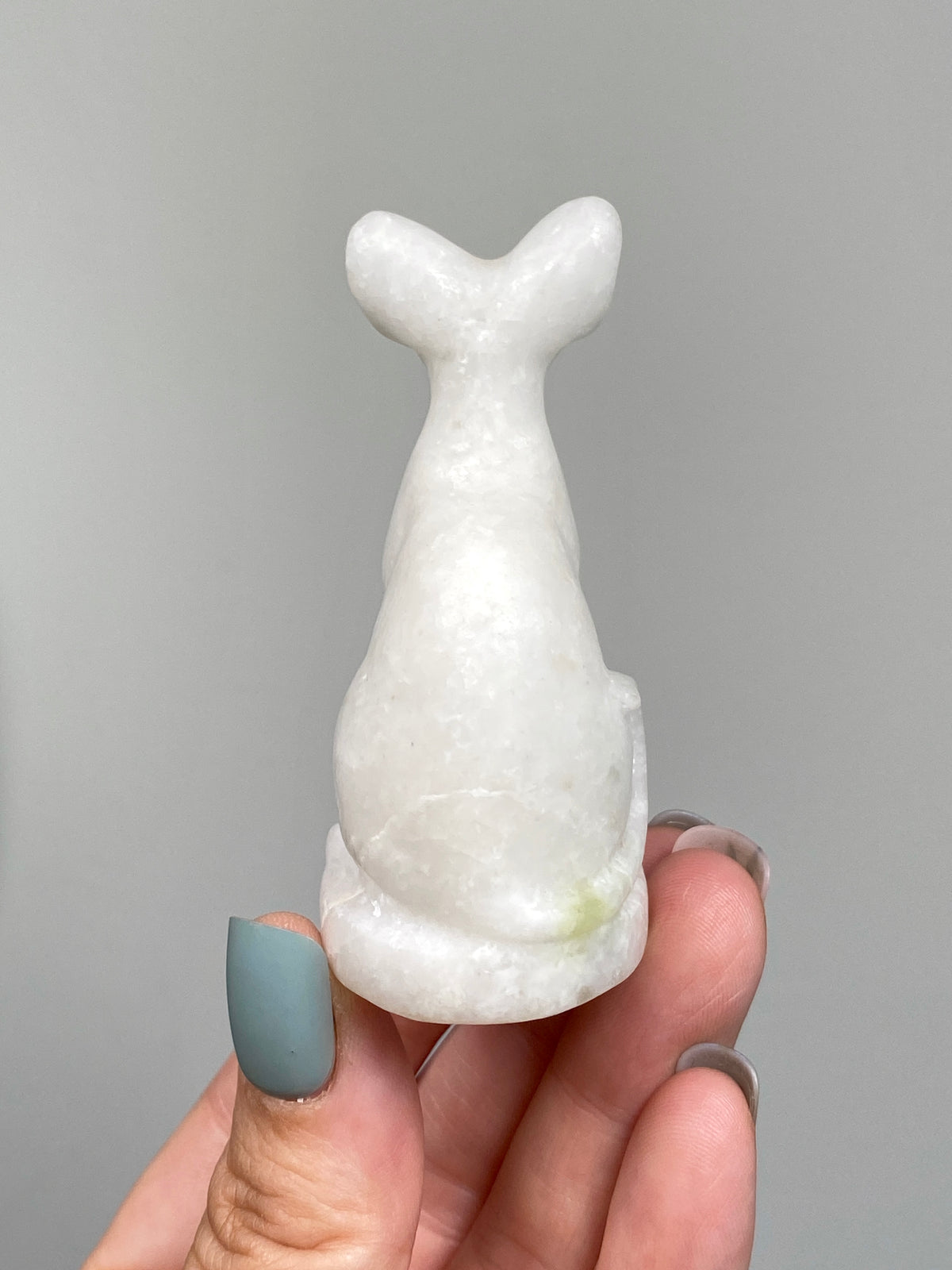 Egyptian Bastet Cat (B) | White Calcite & Serpentine
