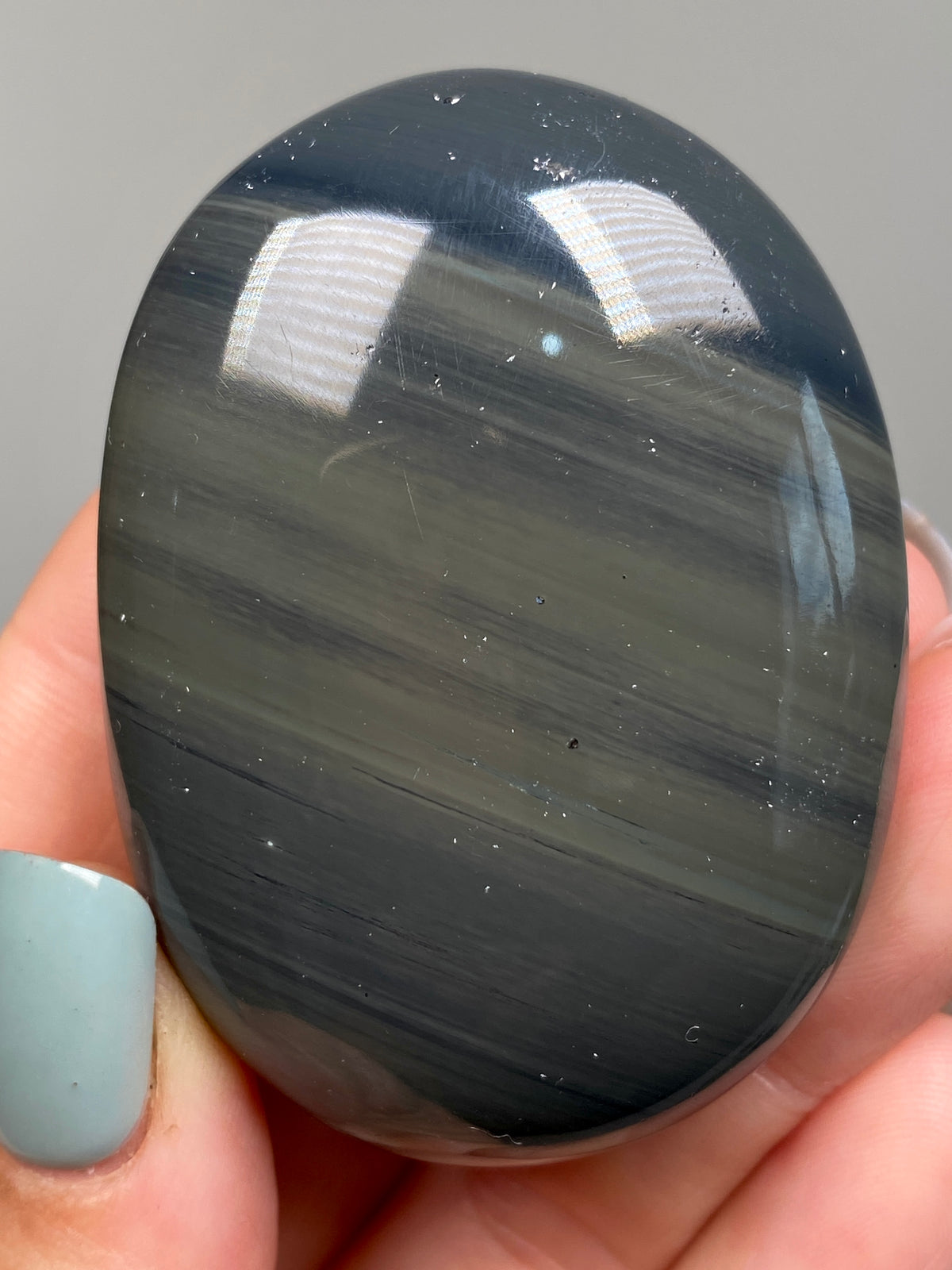 Platinum Obsidian Palm Stone (B)