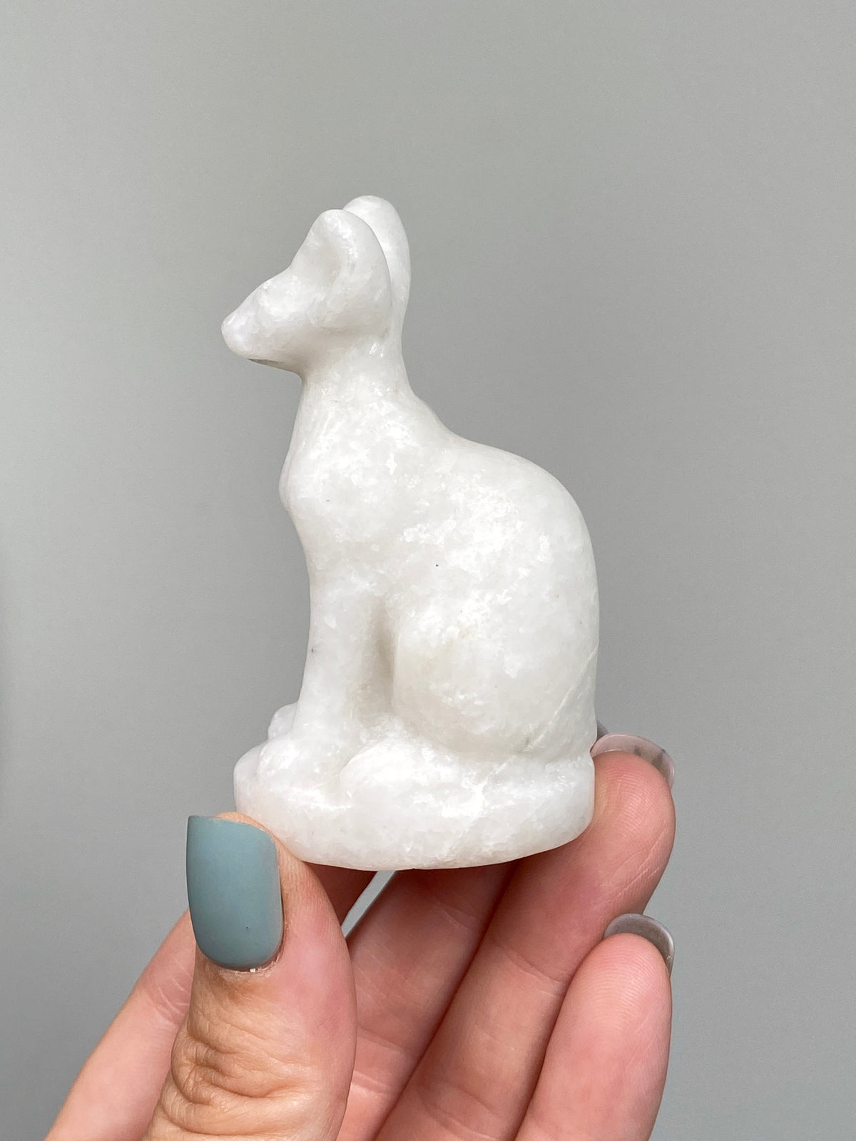 Egyptian Bastet Cat (B) | White Calcite & Serpentine