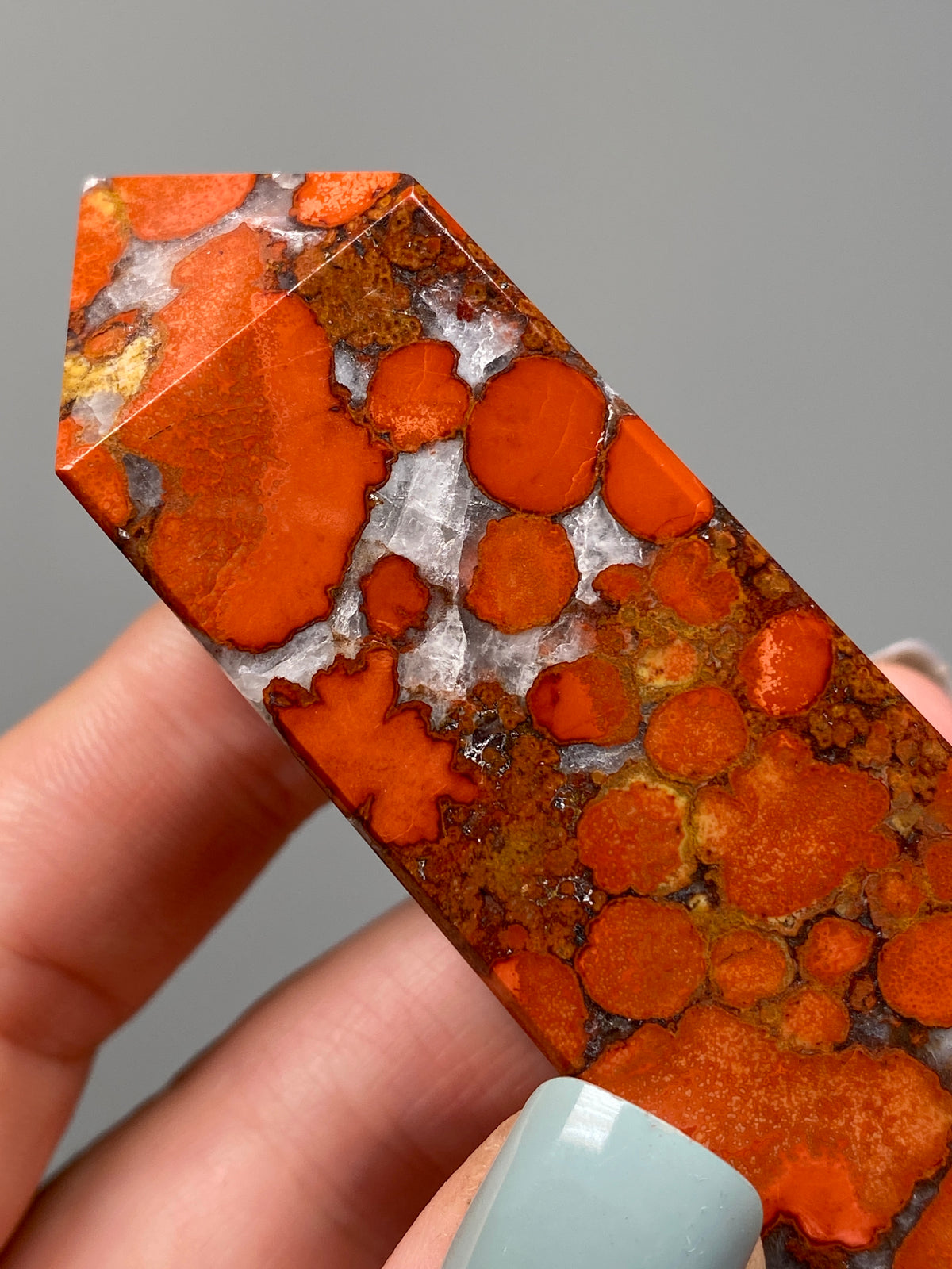 Red King Cobra Jasper Tower (C) | Vibrant Red & Yellow Cobra Jasper Obelisk with Quartz