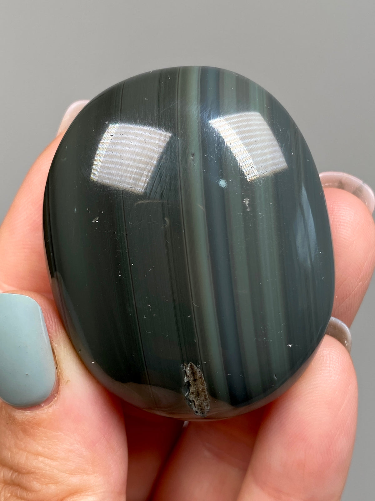 Platinum Obsidian Palm Stone (E)