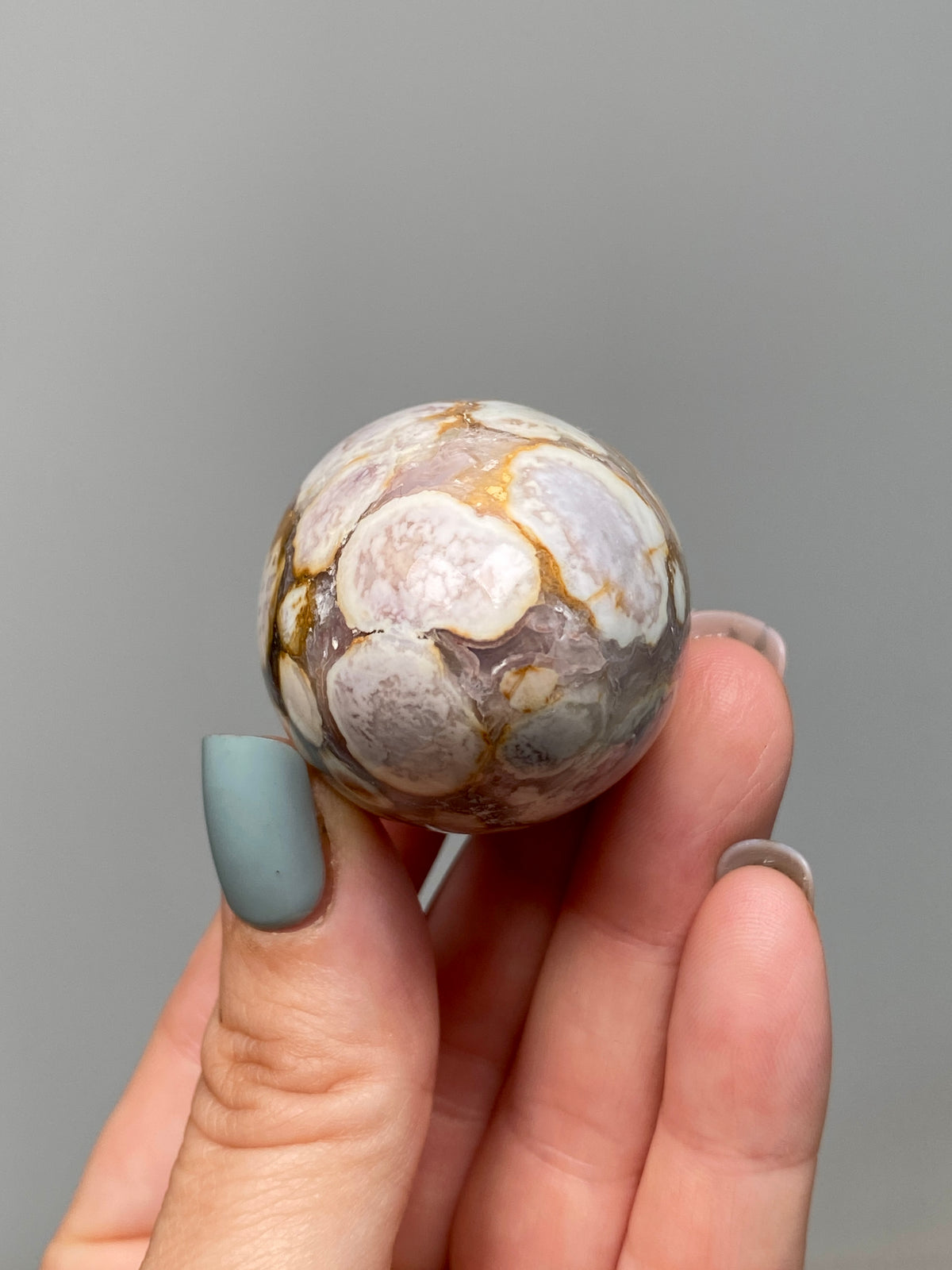 King Cobra Jasper Egg (C) | Lilac, Cream & Yellow Cobra Jasper Crystal Egg with Quartz
