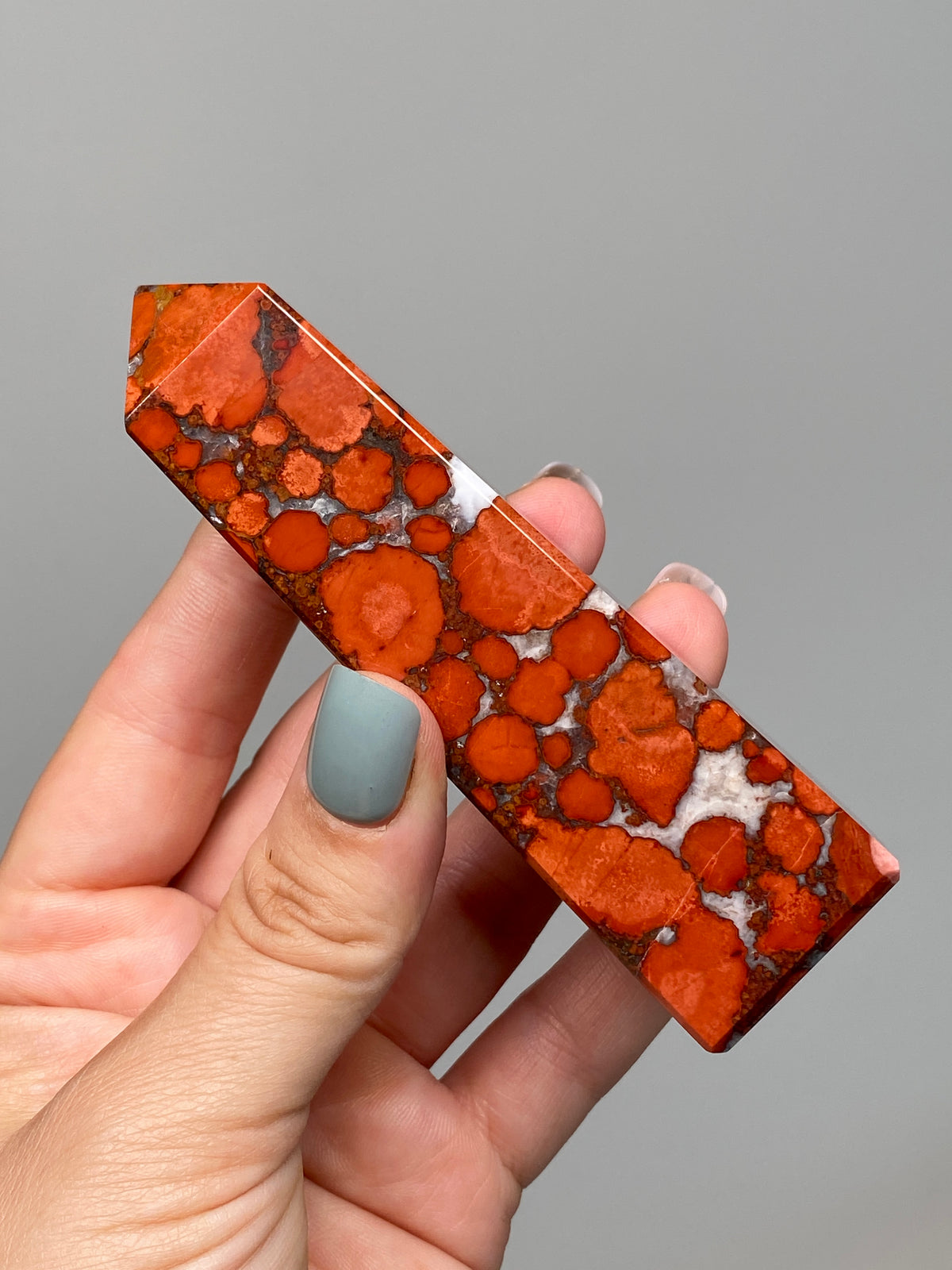 Red King Cobra Jasper Tower (C) | Vibrant Red & Yellow Cobra Jasper Obelisk with Quartz