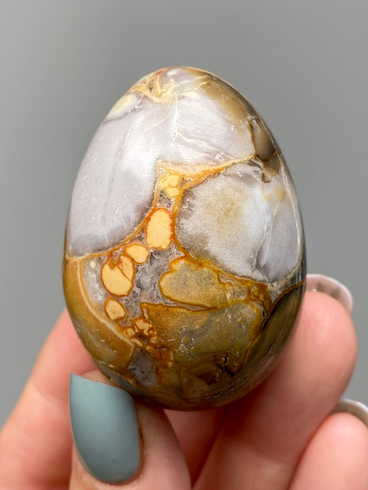 King Cobra Jasper Egg (B) | Lilac Grey, Yellow & Orange Cobra Jasper Crystal Egg