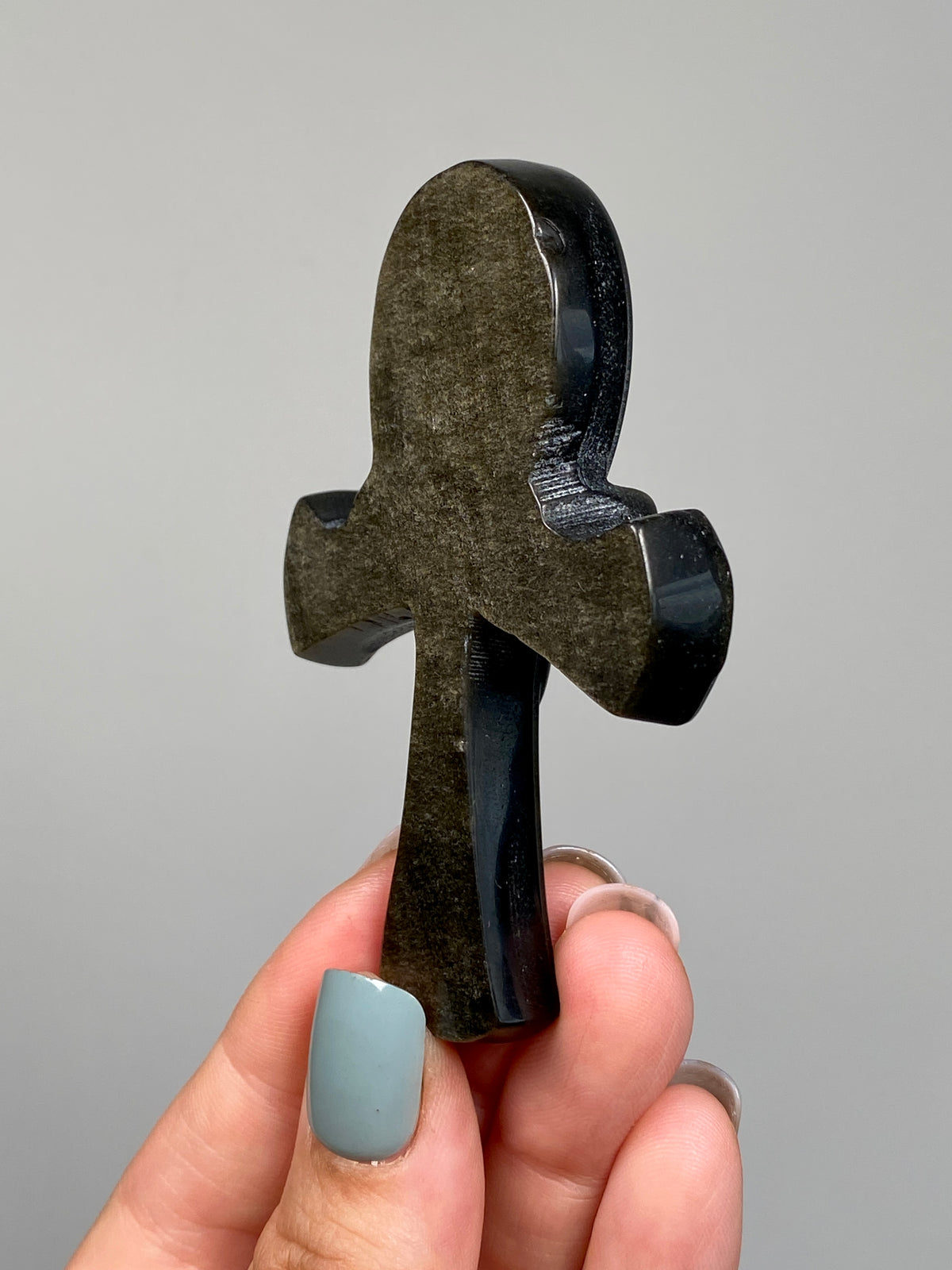 Gold Sheen Obsidian Ankh