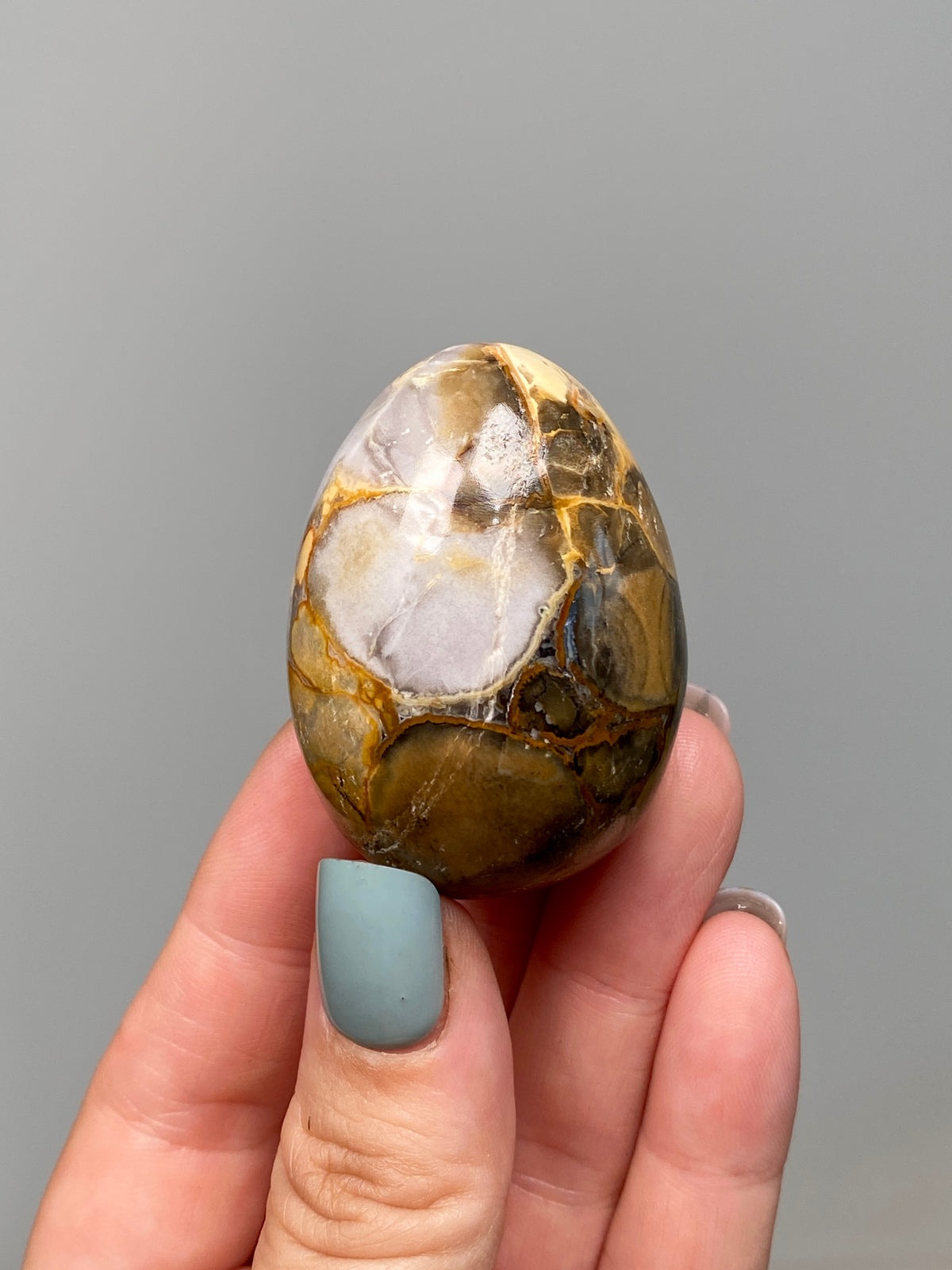 King Cobra Jasper Egg (B) | Lilac Grey, Yellow & Orange Cobra Jasper Crystal Egg
