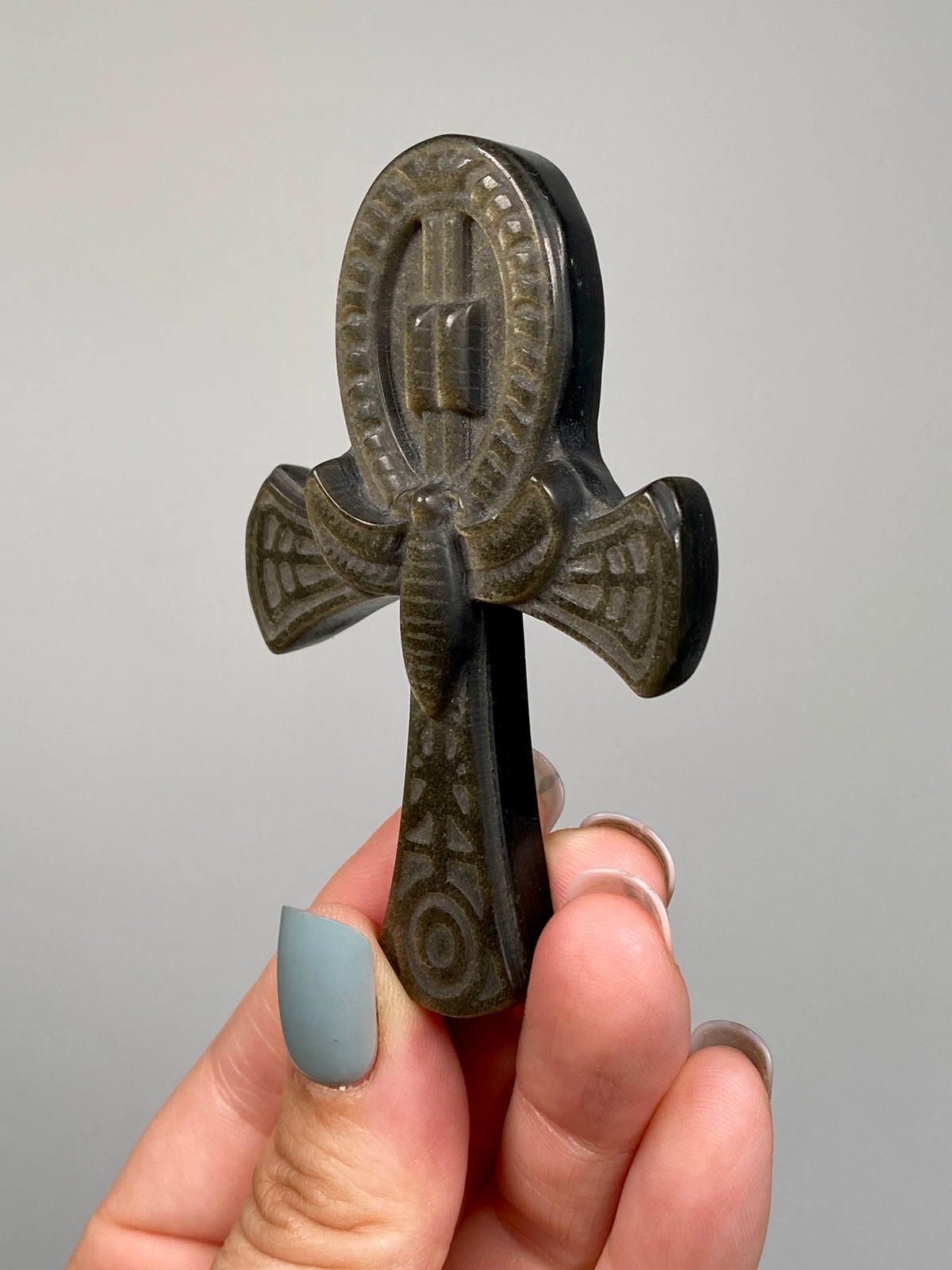 Gold Sheen Obsidian Ankh
