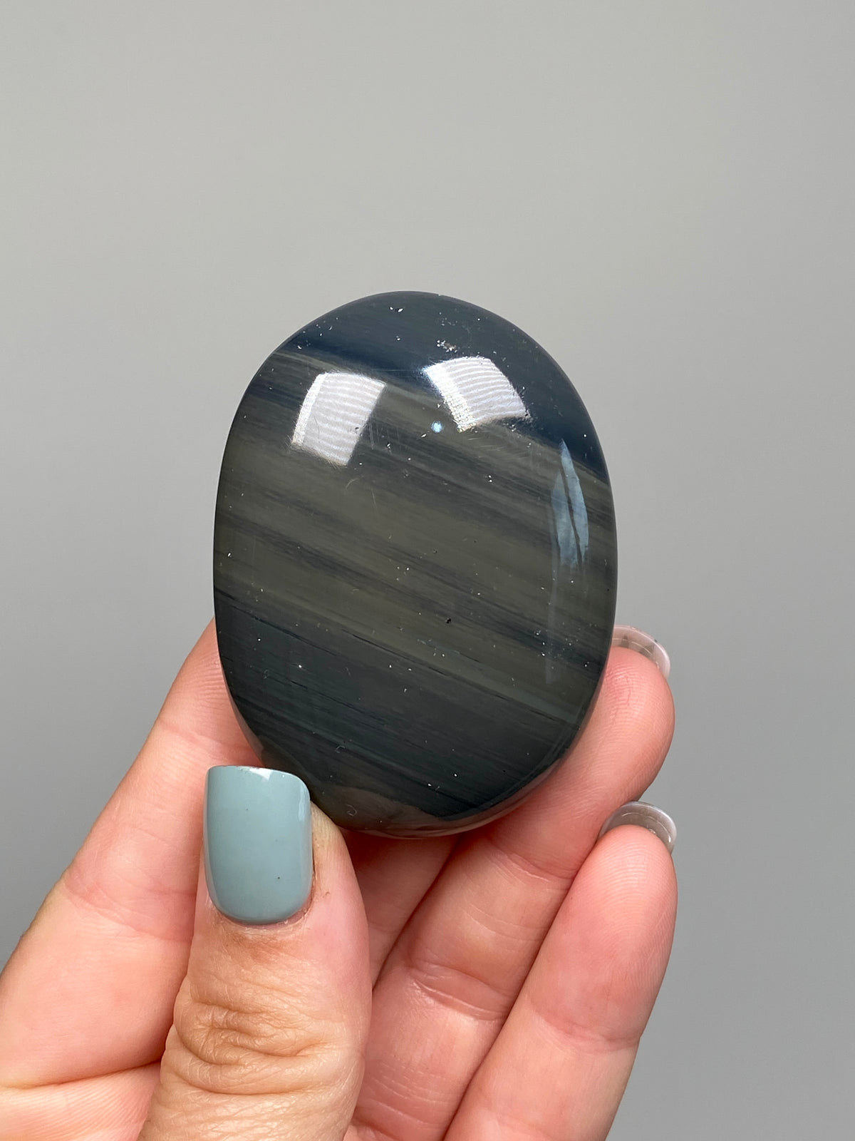 Platinum Obsidian Palm Stone (B)