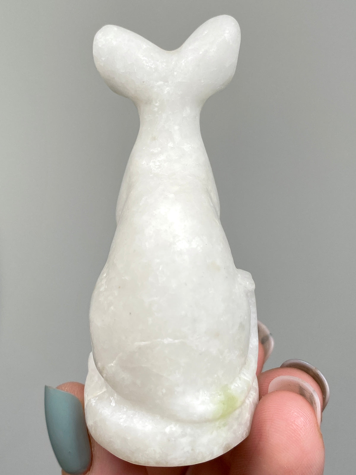 Egyptian Bastet Cat (B) | White Calcite & Serpentine