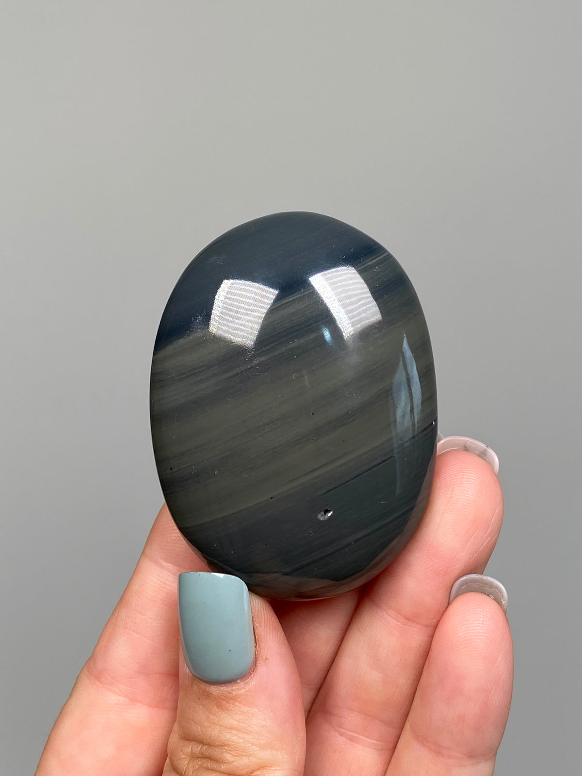 Platinum Obsidian Palm Stone (B)