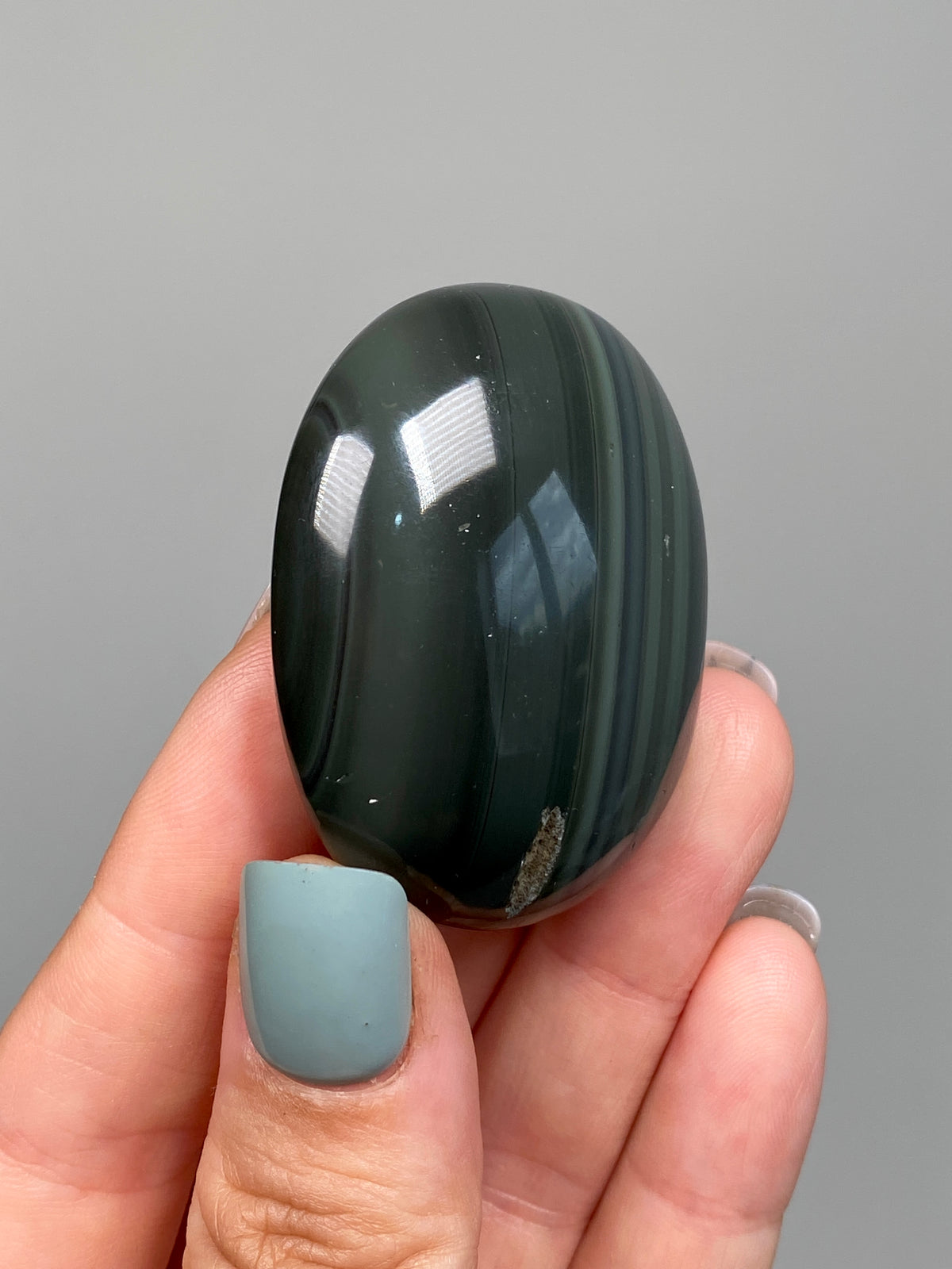 Platinum Obsidian Palm Stone (E)