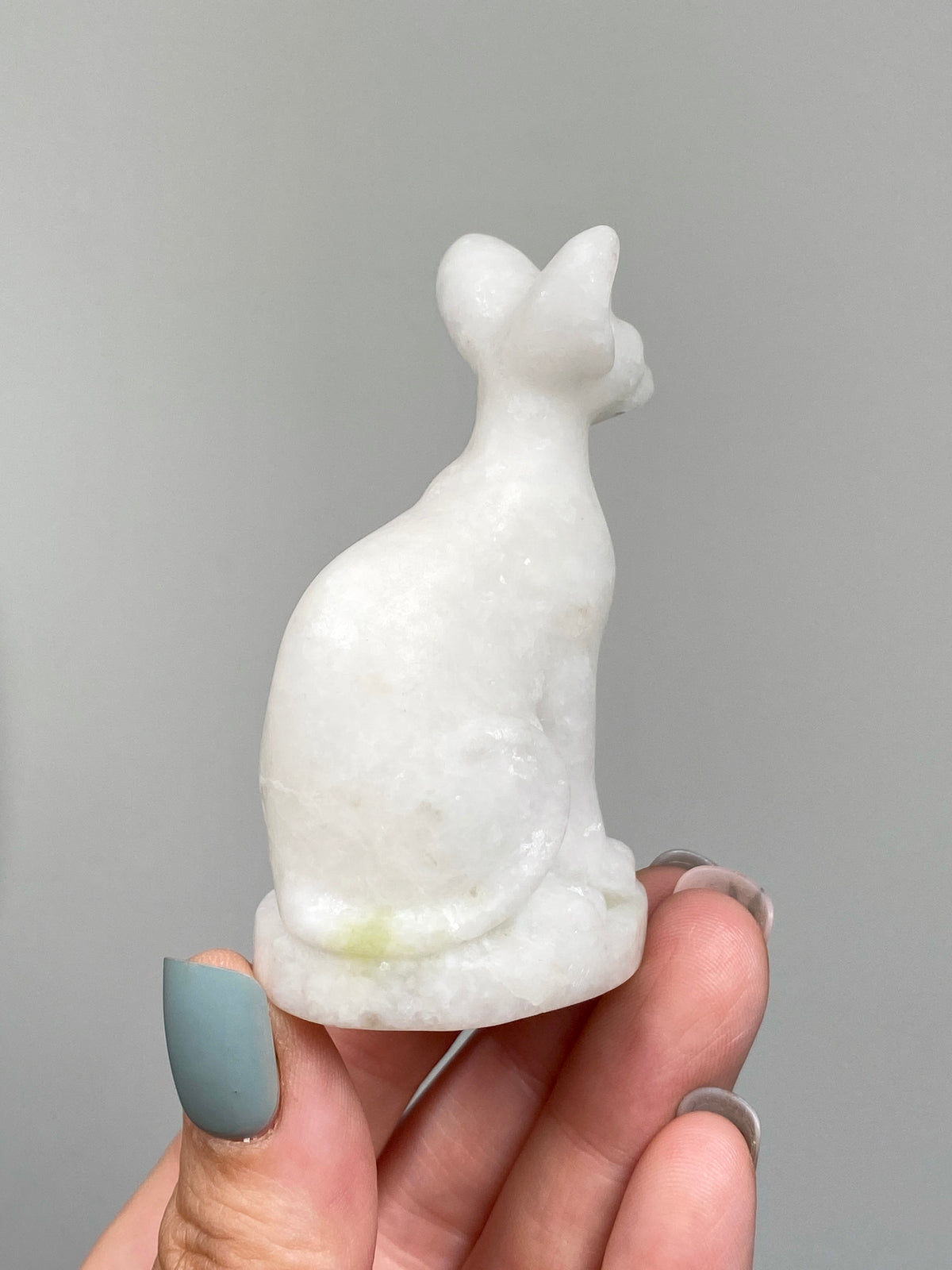 Egyptian Bastet Cat (B) | White Calcite & Serpentine