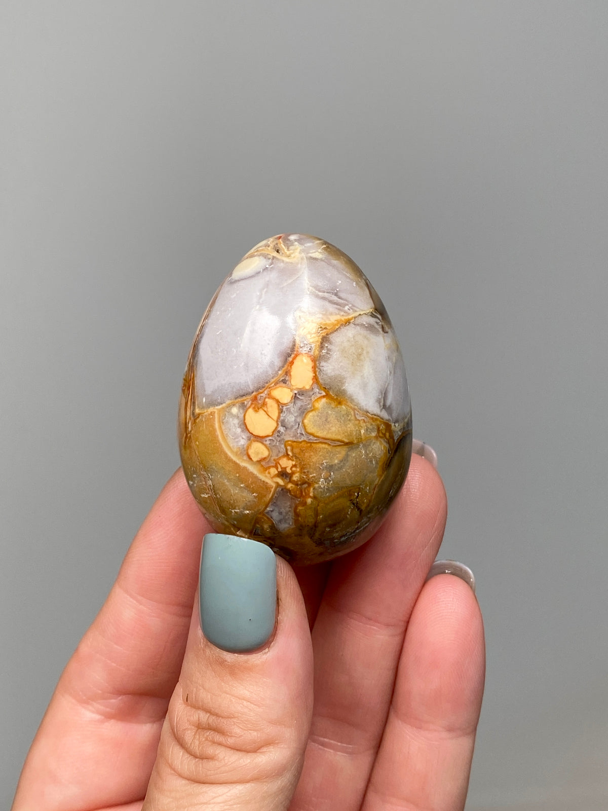 King Cobra Jasper Egg (B) | Lilac Grey, Yellow & Orange Cobra Jasper Crystal Egg