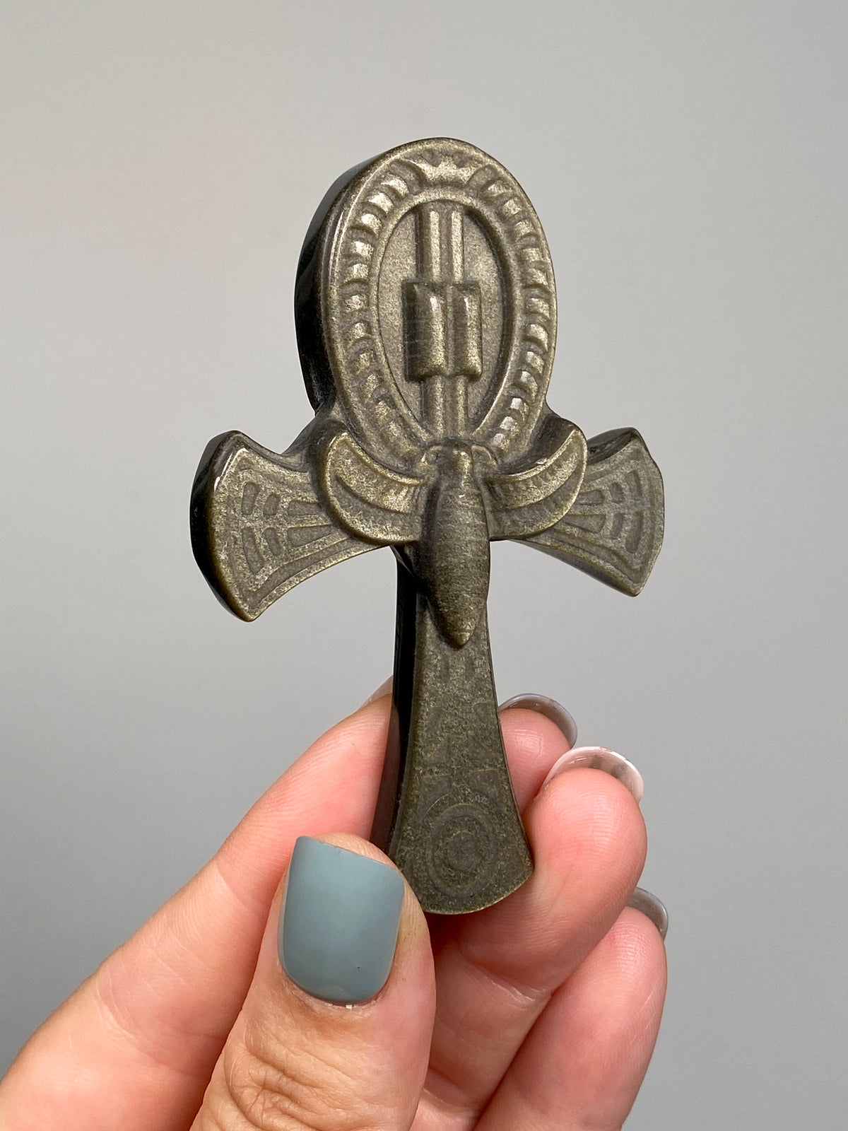 Gold Sheen Obsidian Ankh