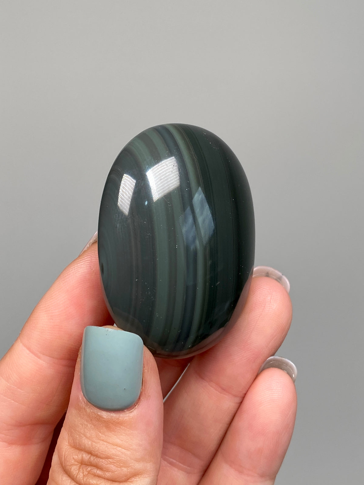Platinum Obsidian Palm Stone (E)