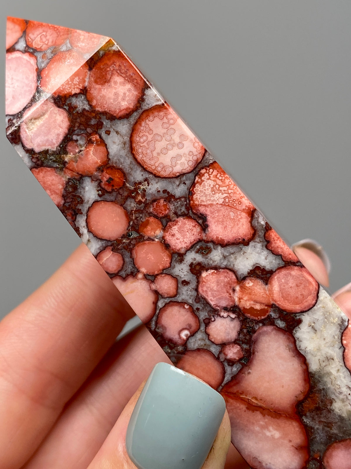 Red King Cobra Jasper Tower (E) | Red, Yellow & Pink Cobra Jasper Obelisk with Quartz